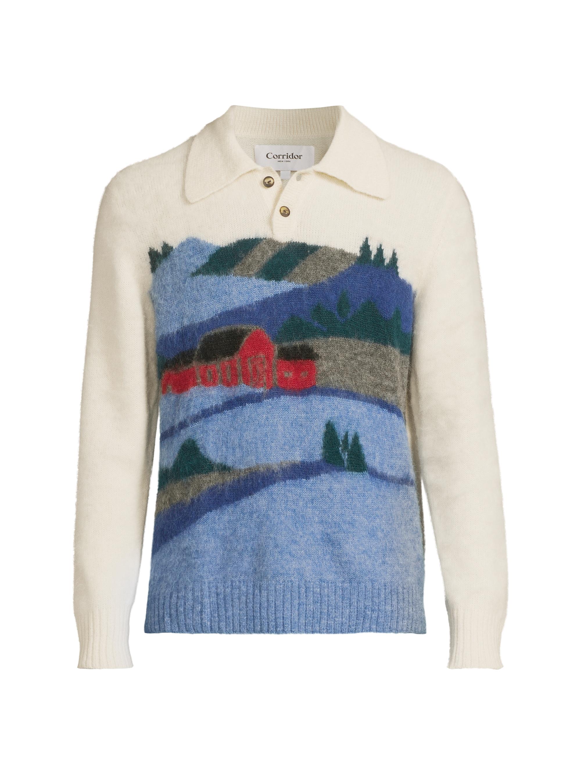 Corridor Men's Hart Alpaca-Wool Polo Sweater - Nature