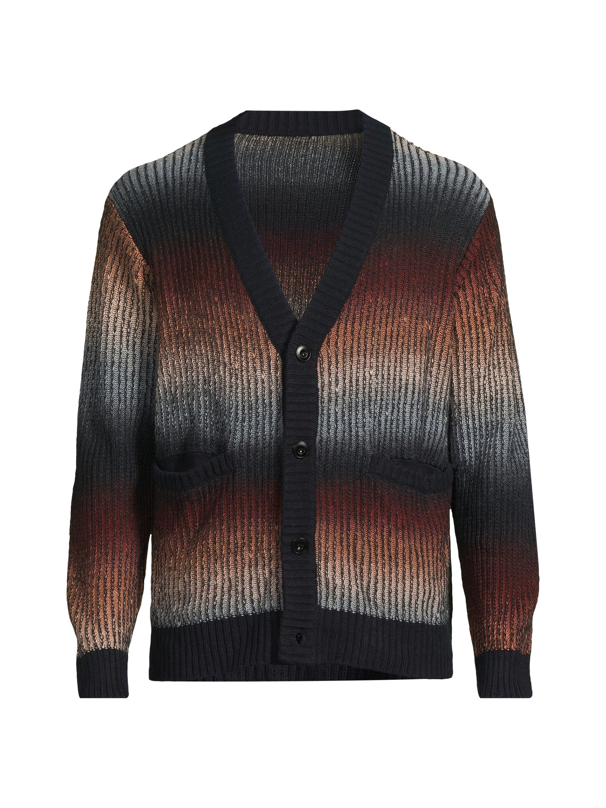 Corridor Men's Zion Dusk Ombré Ribbed Cardigan - Navy