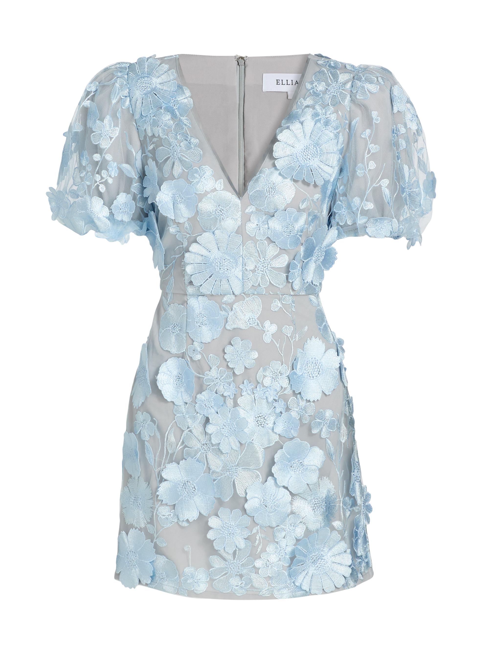 Elliatt Women's Zayla 3D Floral Mesh Minidress - Blue Multi