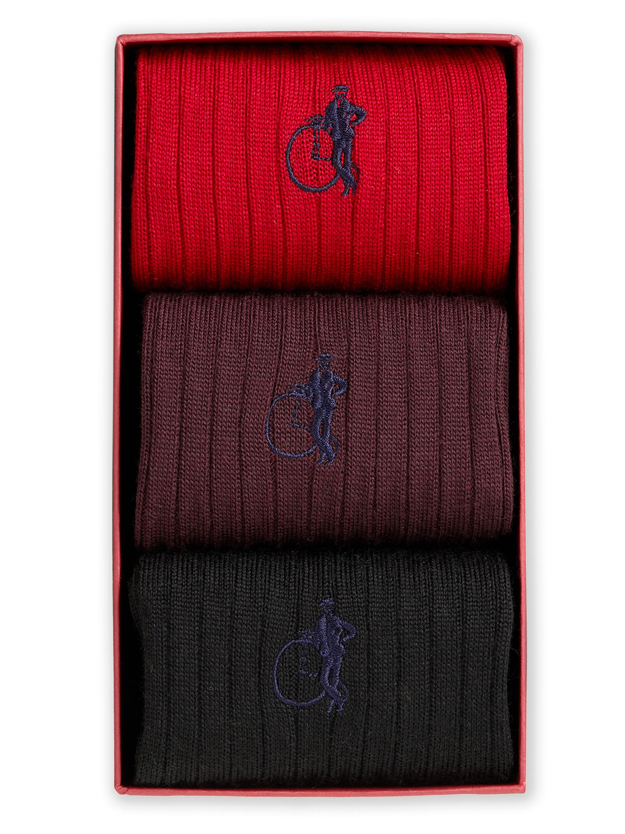 London Sock Company Men's Heros 3-Pack Stretch-Wool Mid-Calf Socks