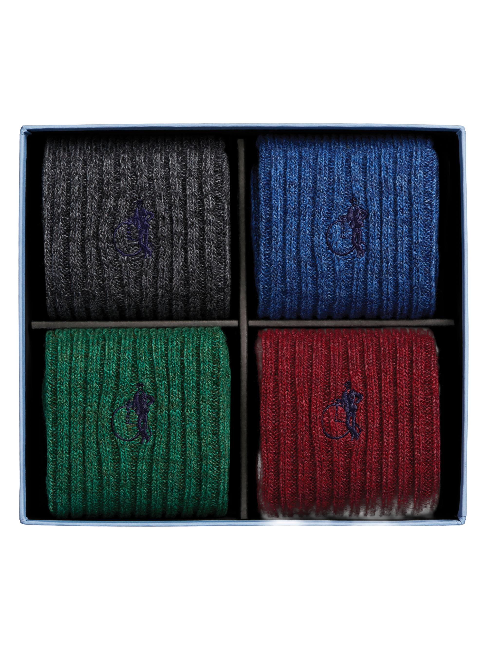 London Sock Company Men's Kew 4-Pack Rib-Knit Mid-Calf Socks