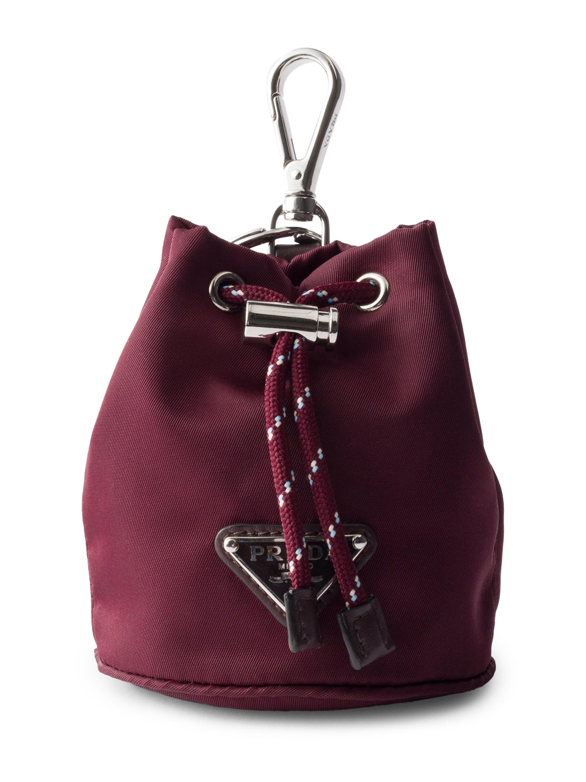 Prada Men's Mini Icon Re-Nylon Keychain Charm - Dark Red