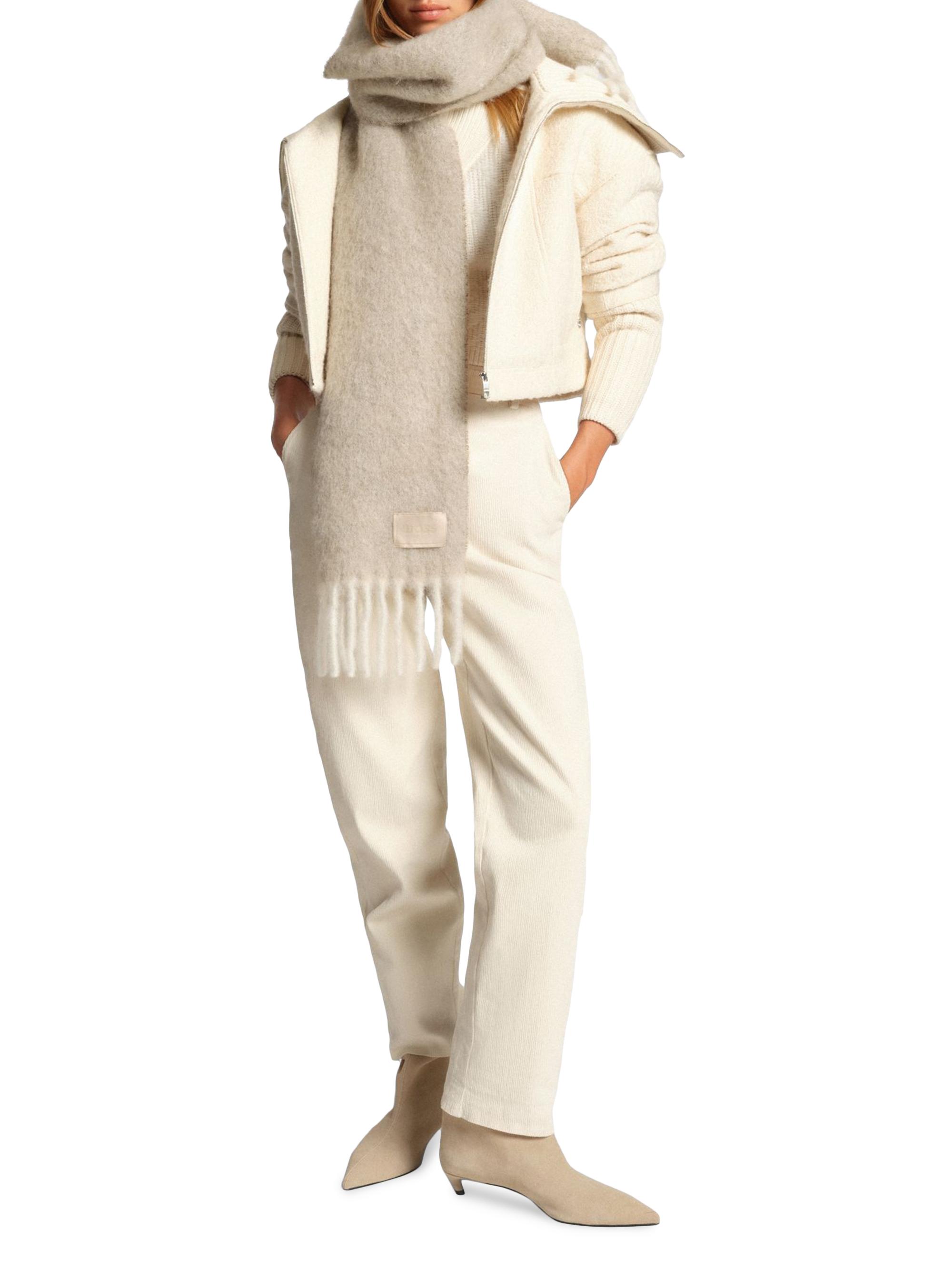 BOSS Women's Italian-Made Scarf with Fringing - Light Beige
