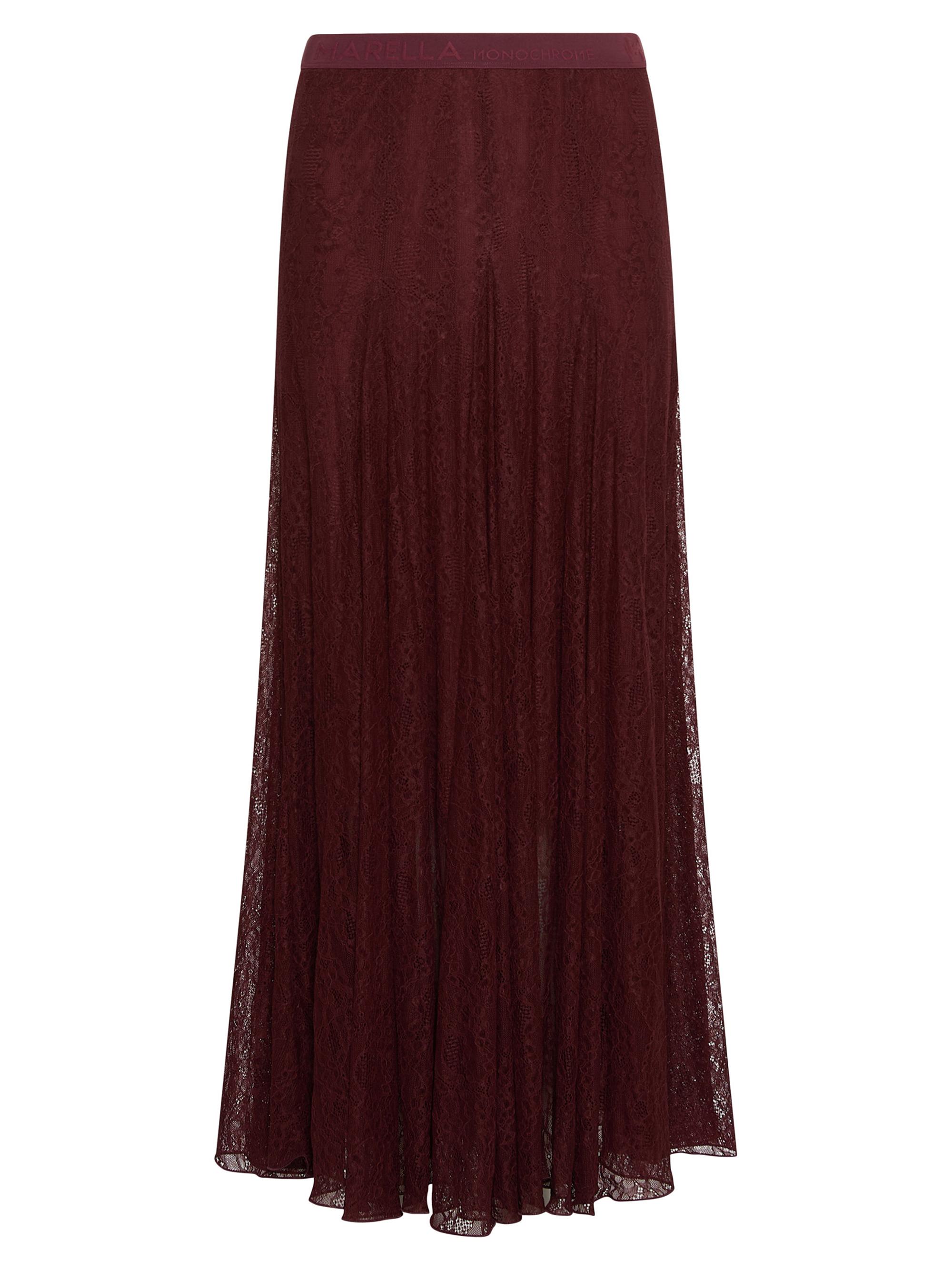 Marella Women's Lace Jersey Skirt - Bordeaux