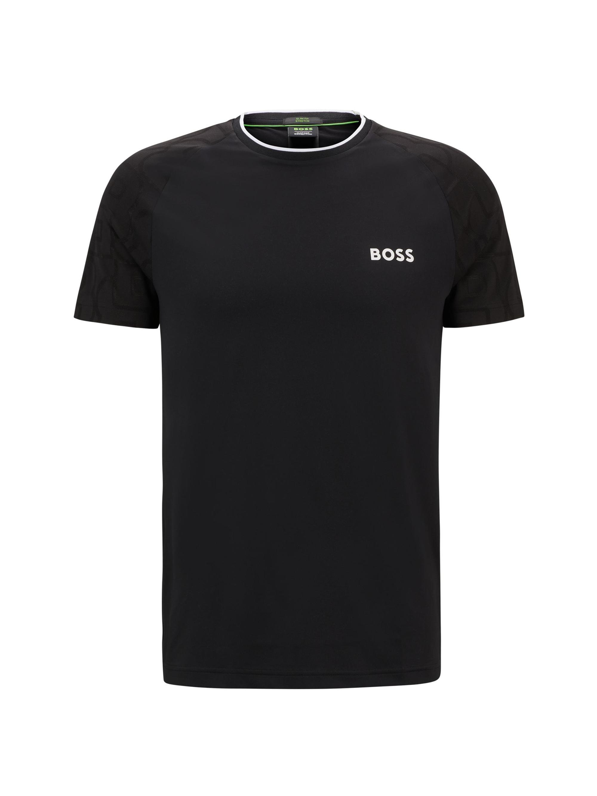 BOSS Men's  x Matteo Berrettini Stretch-Jersey T-Shirt with Signature Details - Black