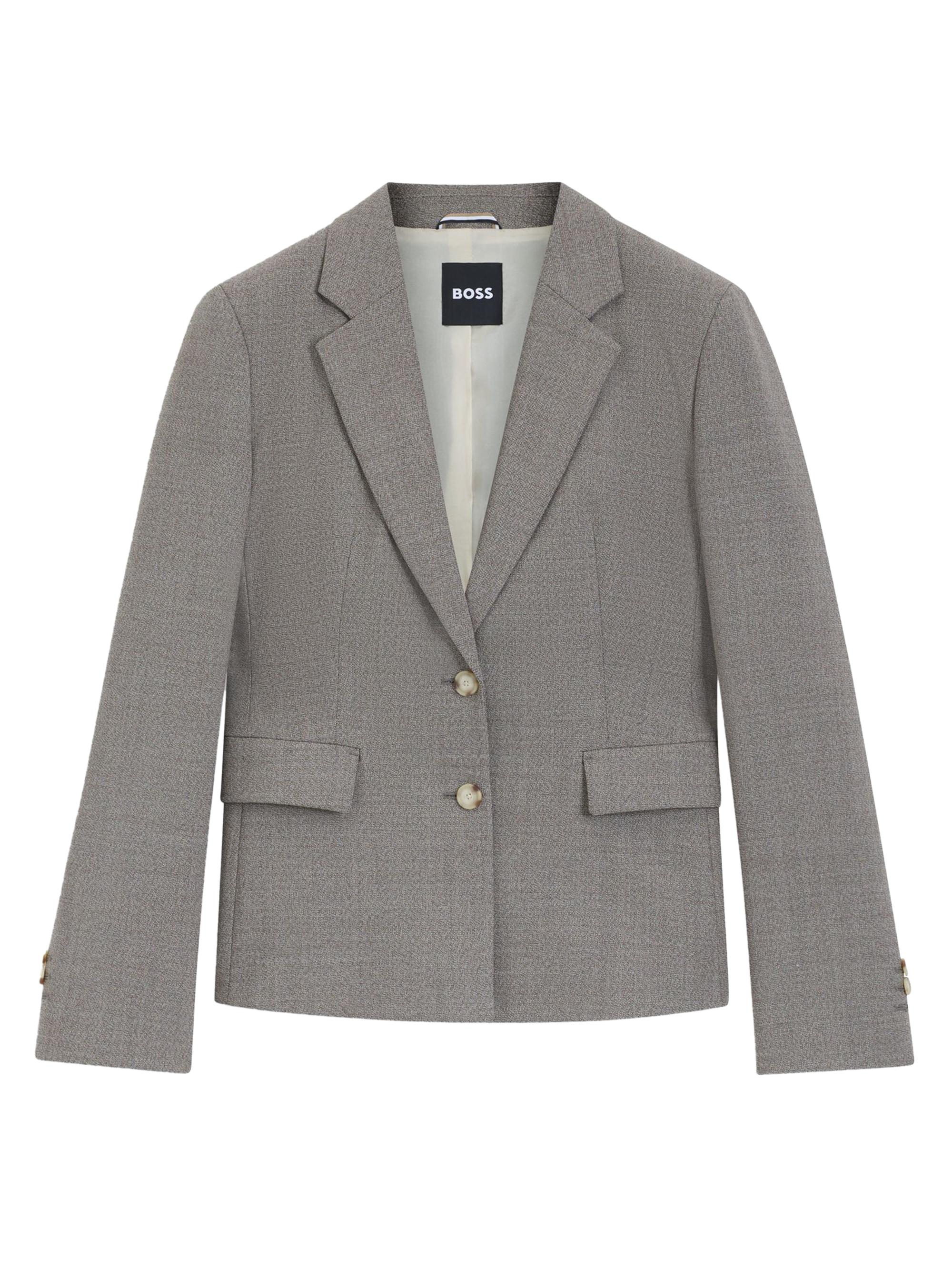 BOSS Women's Patterned Slim-Fit Blazer in a Wool Blend - Grey