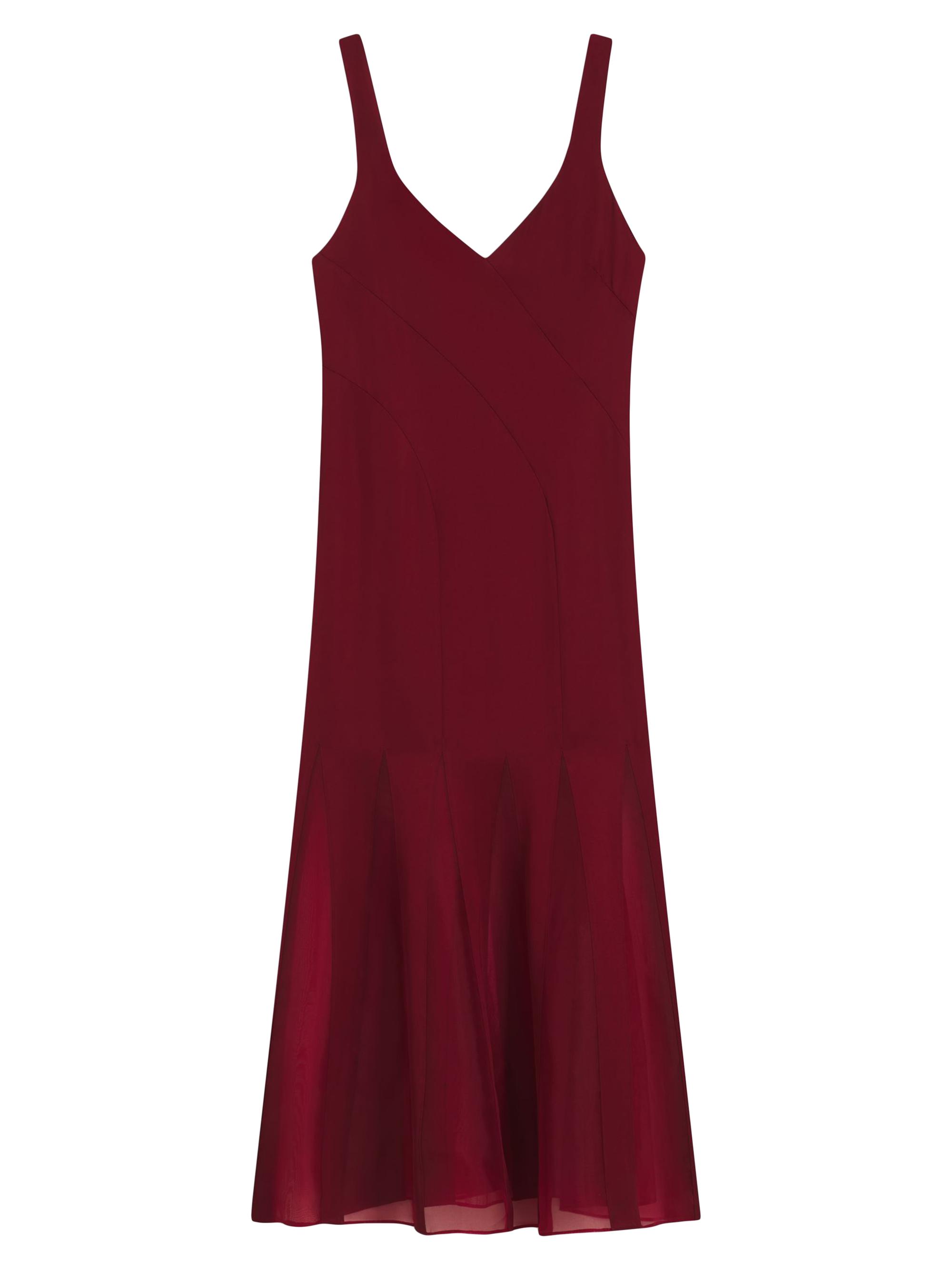 BOSS Women's Satin Slip Dress with Silk-Organza Inserts - Red