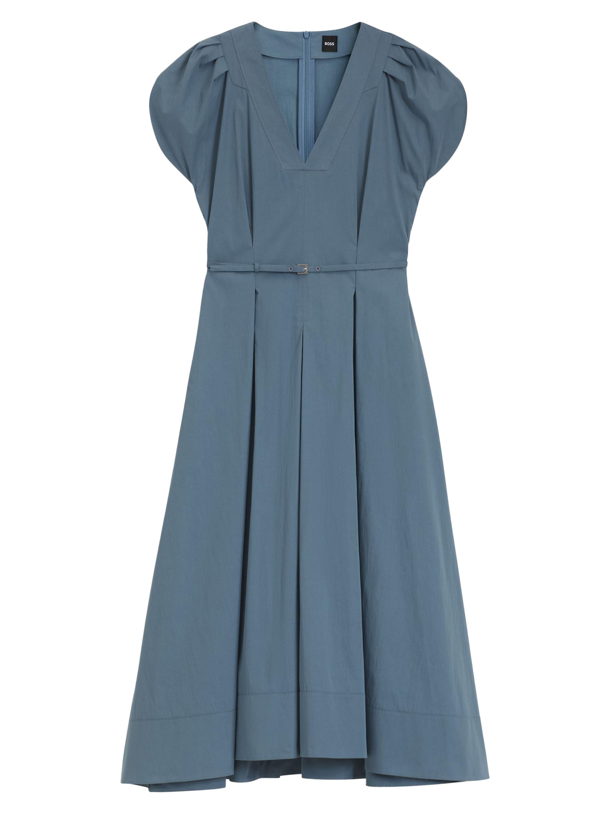 BOSS Women's Buckled-Belt Dress in a Cotton Blend - Light Blue