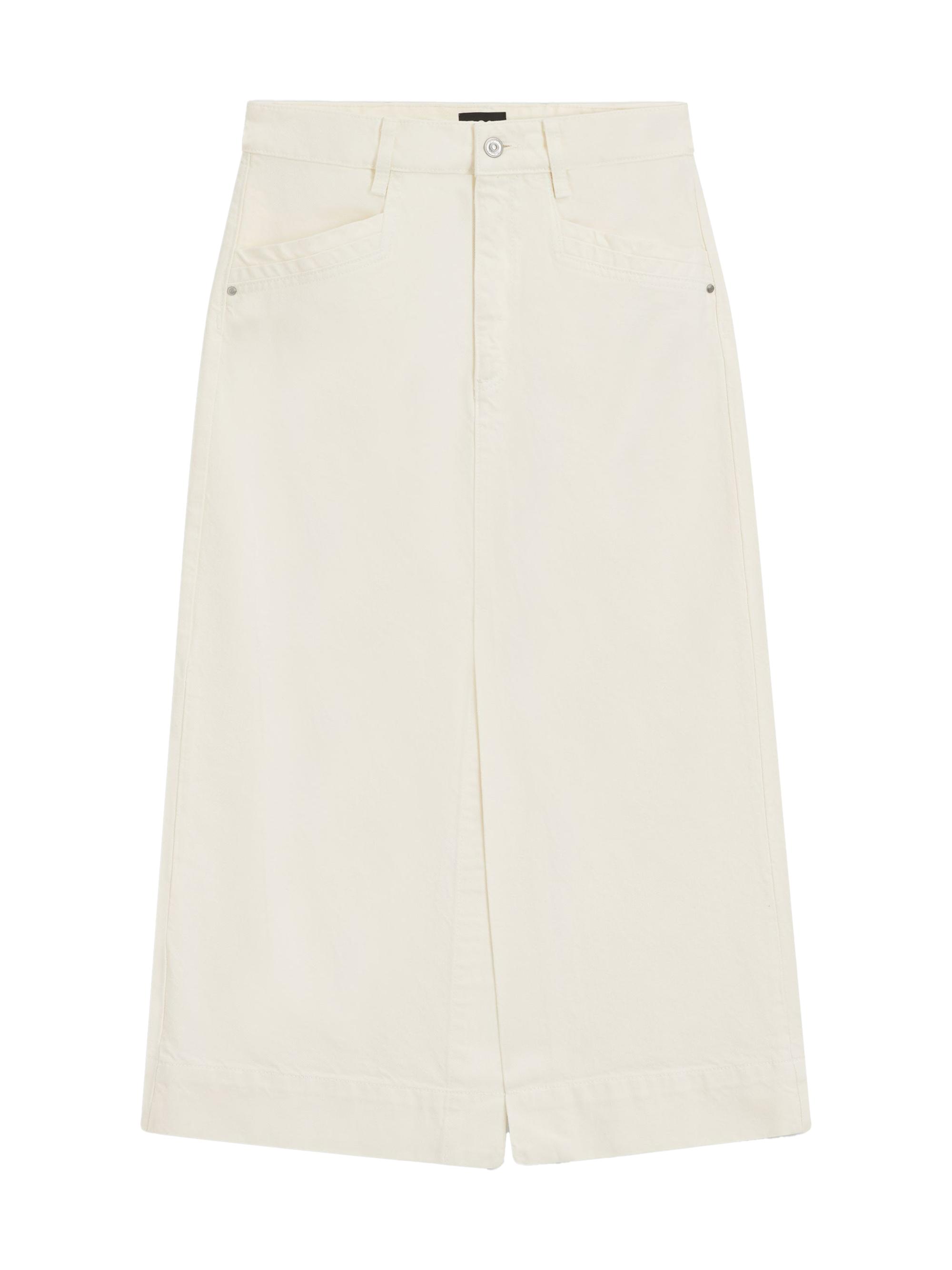 BOSS Women's Off-White Midi-Length Skirt in Rigid Denim - Natural