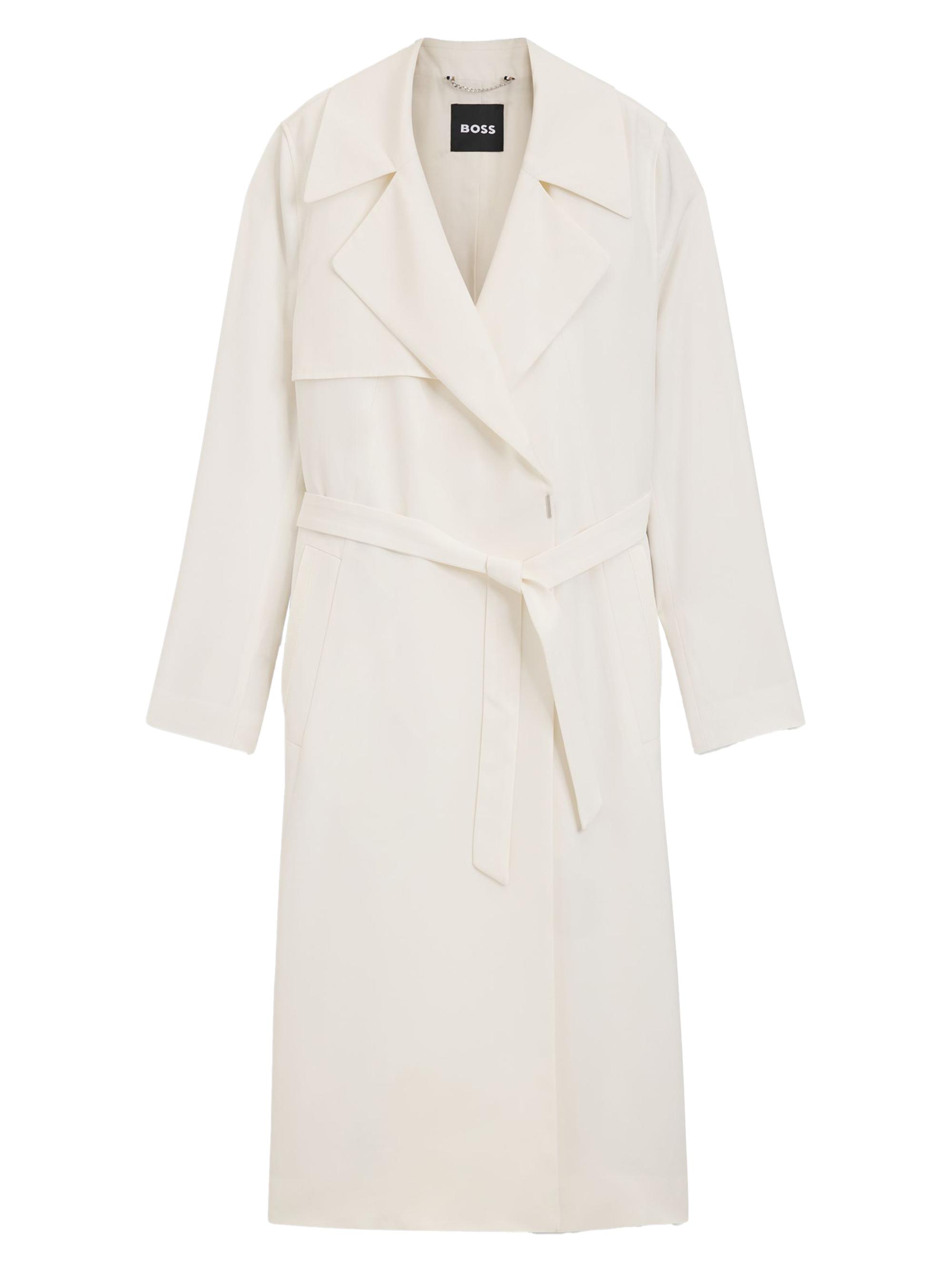 BOSS Women's Trench Coat with Fabric Belt - Natural
