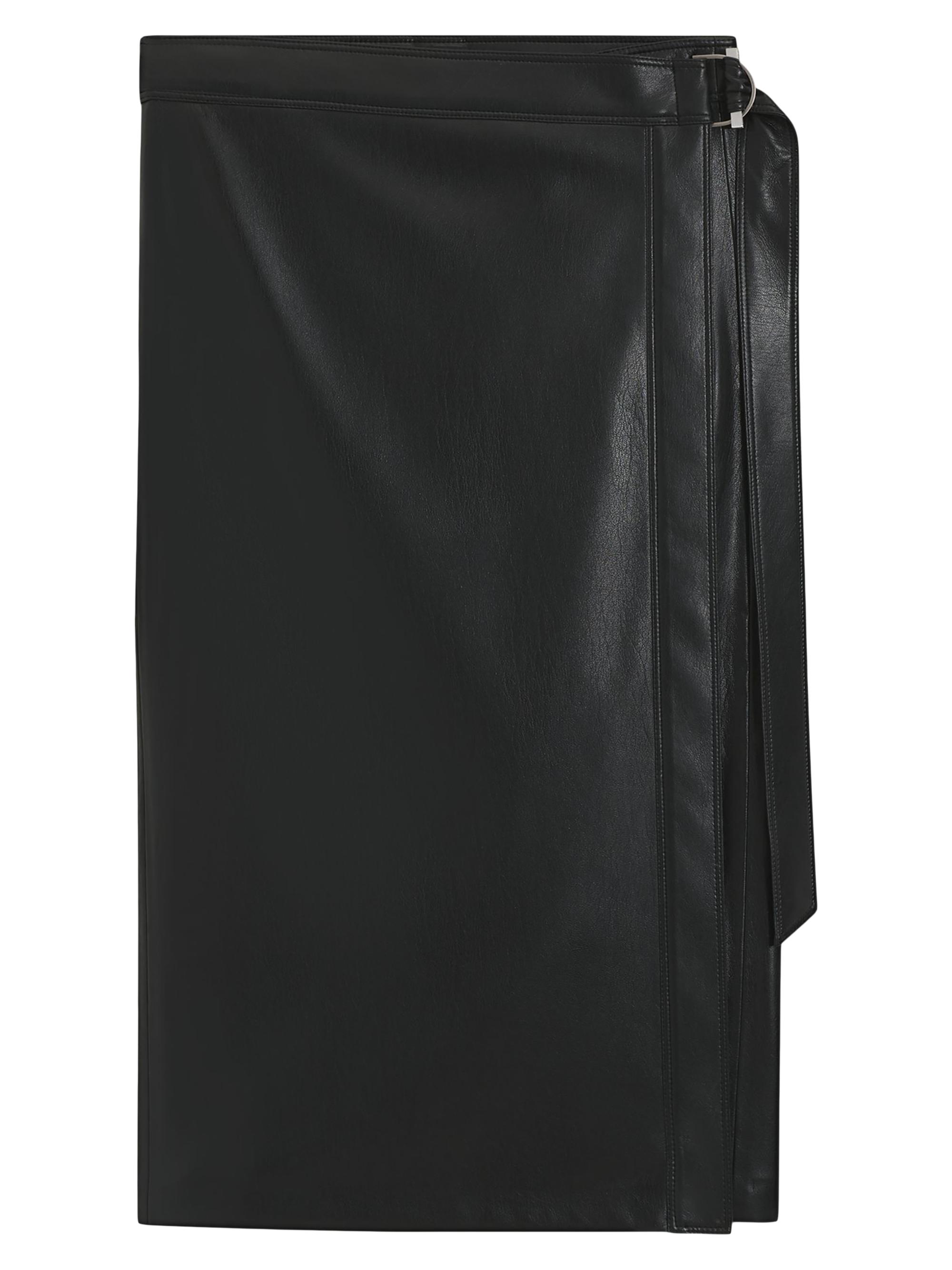 BOSS Women's Wrap-Front Skirt in Faux Leather - Black