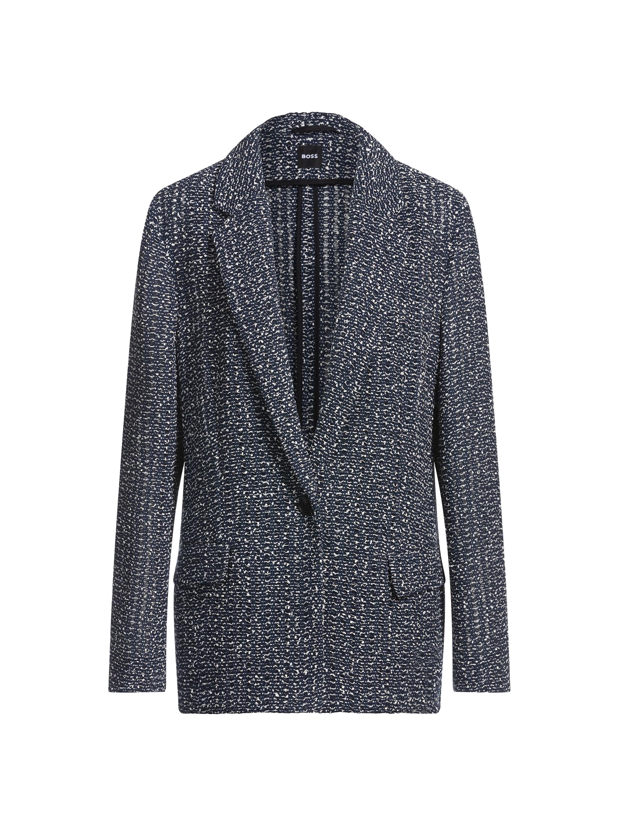 BOSS Women's Relaxed-Fit Blazer in Two-Tone Crochet Tweed - Dark Grey