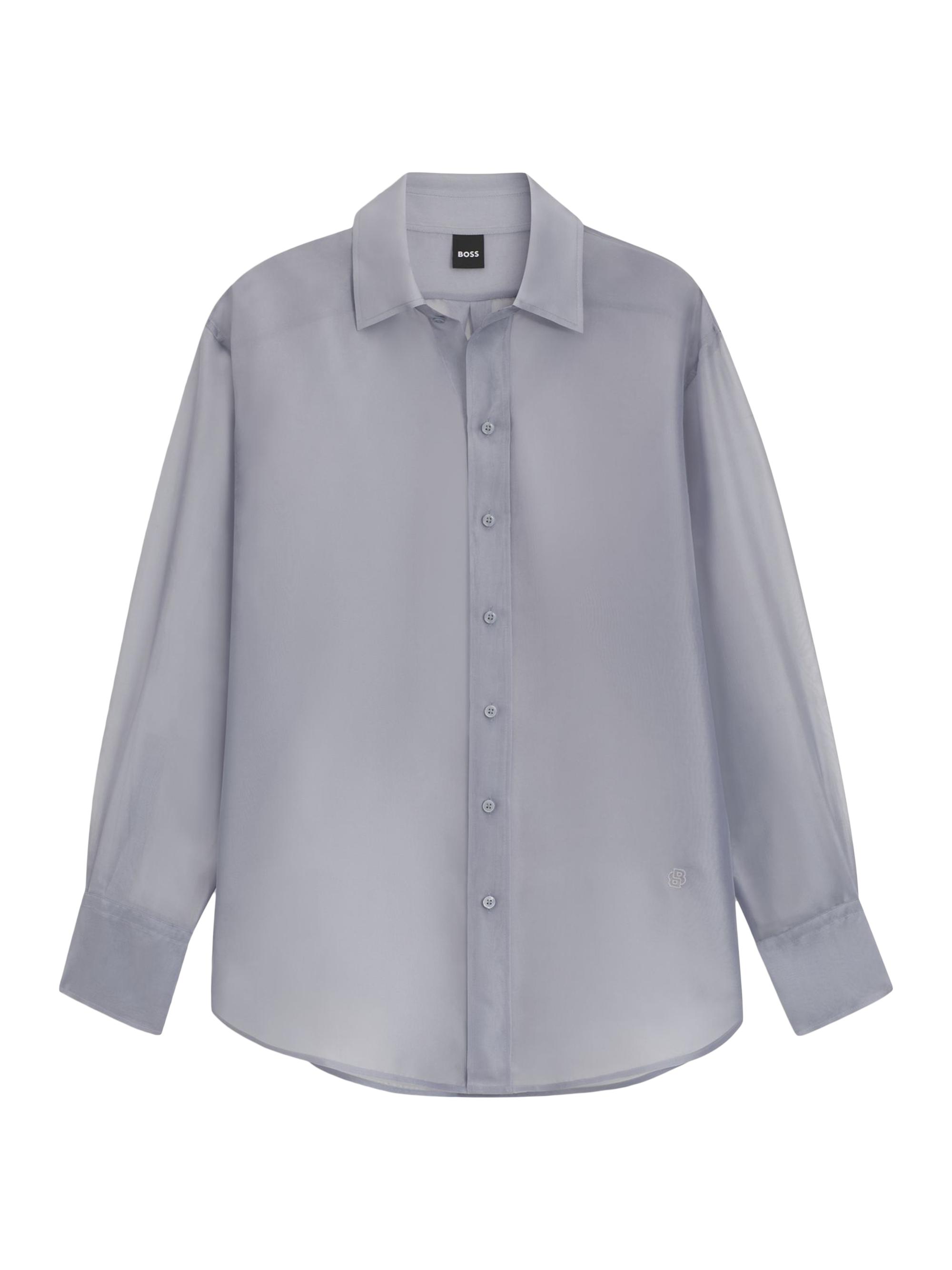 BOSS Women's Long-Sleeved Blouse in Silk Organza - Light Grey