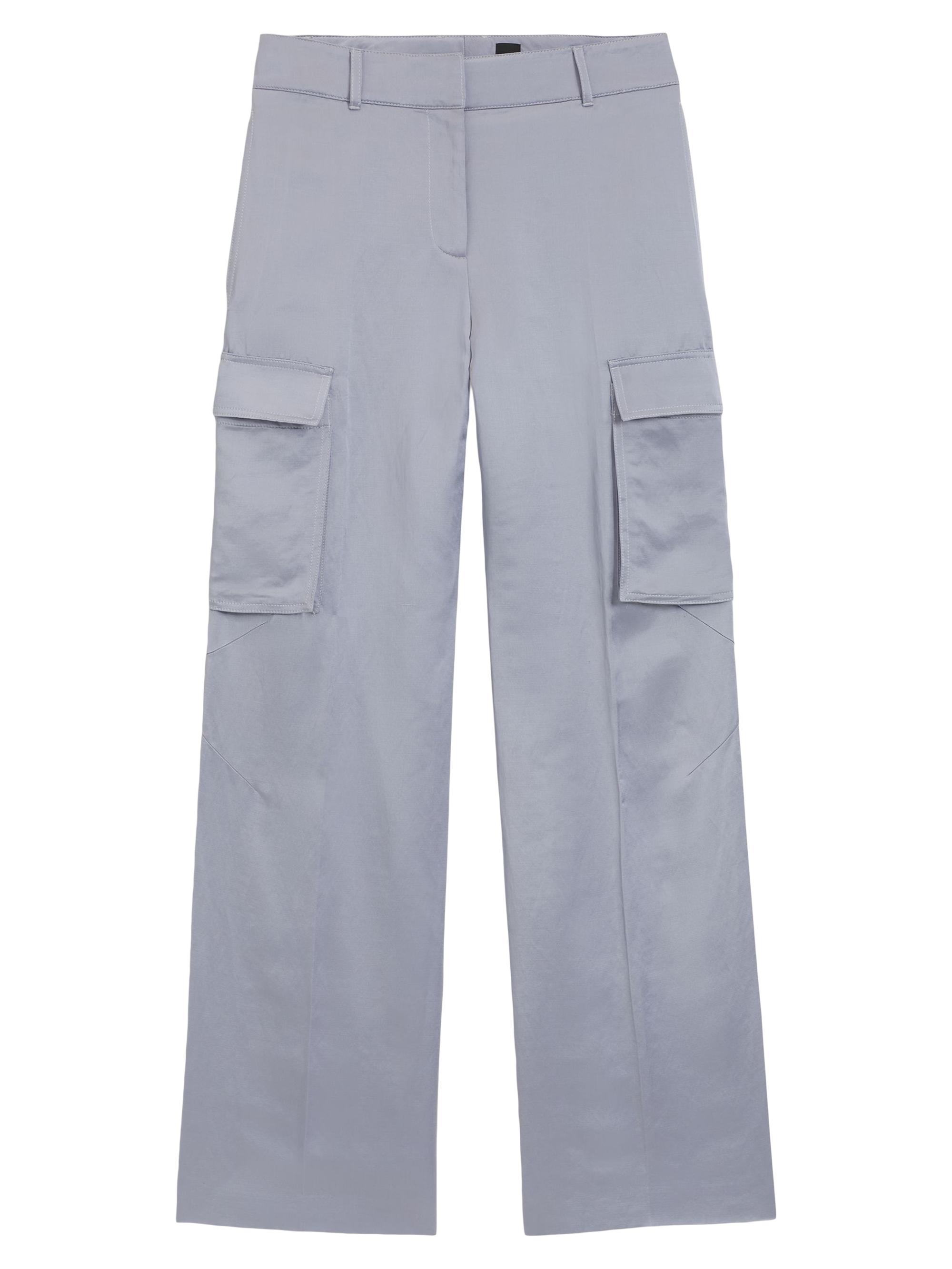 BOSS Women's Regular-Fit Trousers in Sateen - Light Grey