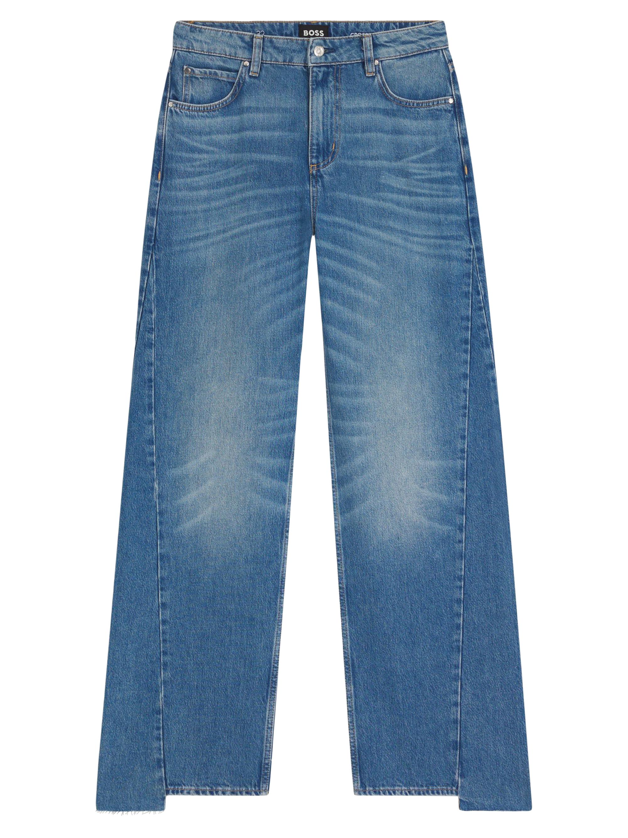 BOSS Women's Relaxed-Fit Jeans with Stepped Hems - Blue