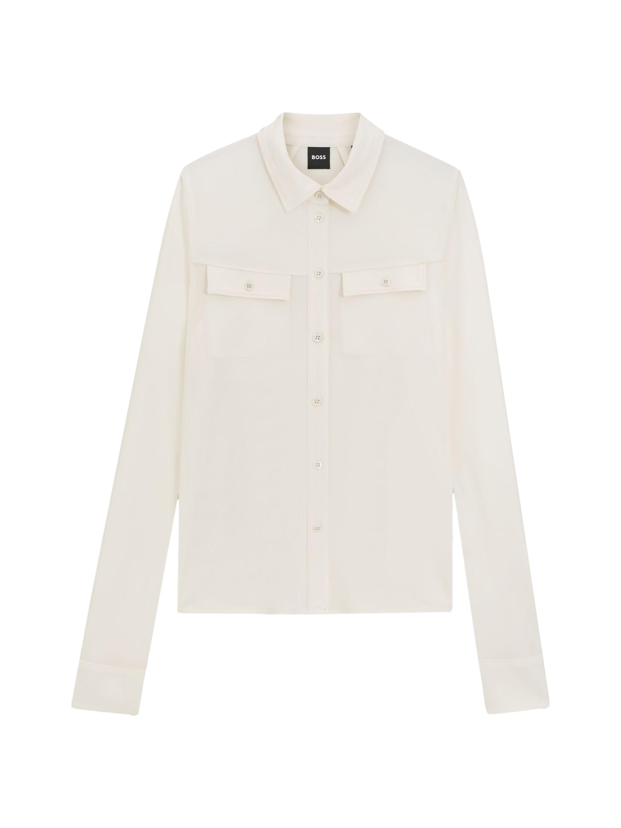 BOSS Women's Slim-Fit Blouse in Matte Jersey - Natural