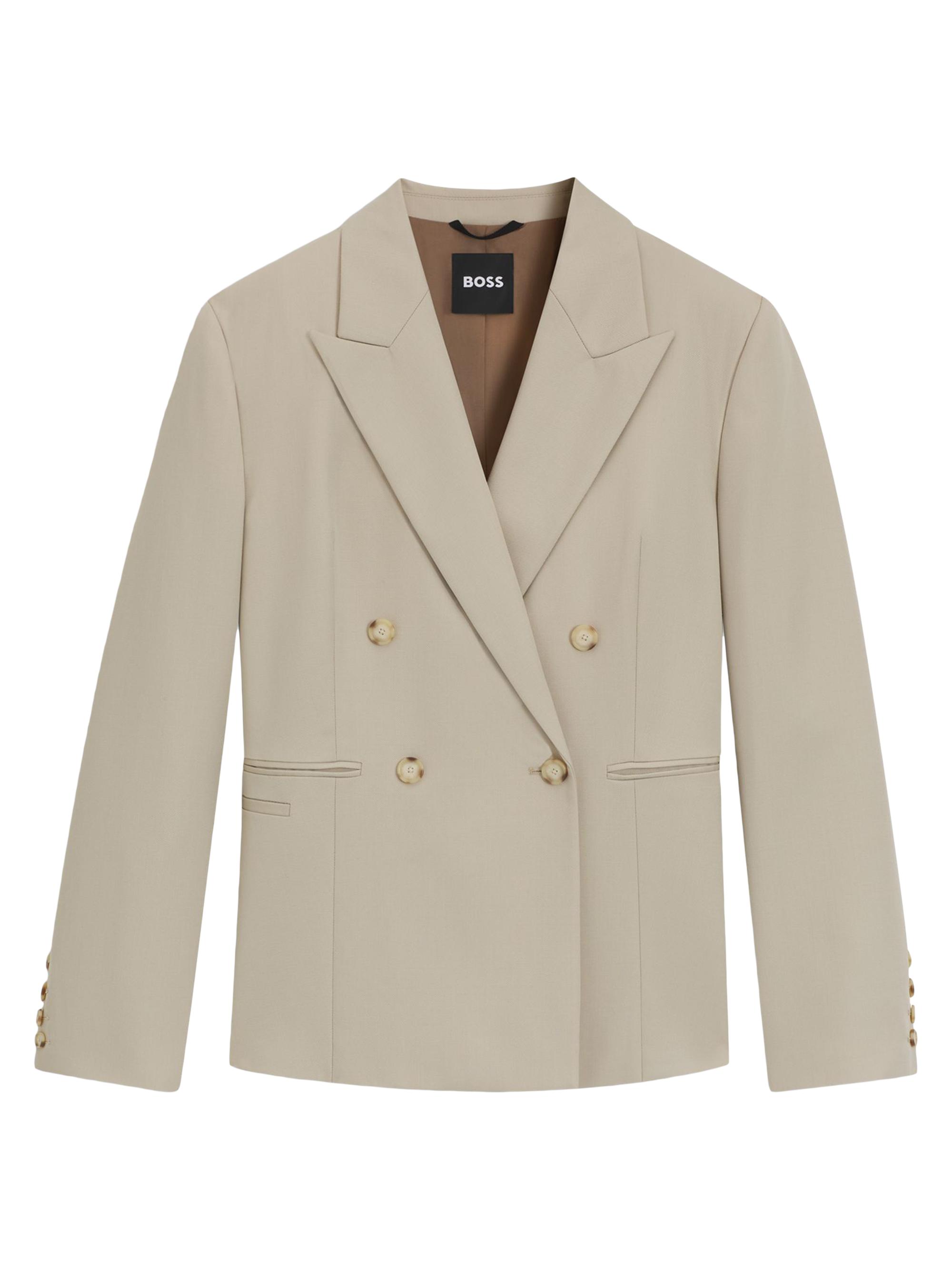 BOSS Women's Slim-Fit Blazer in Virgin-Wool Twill - Light Beige