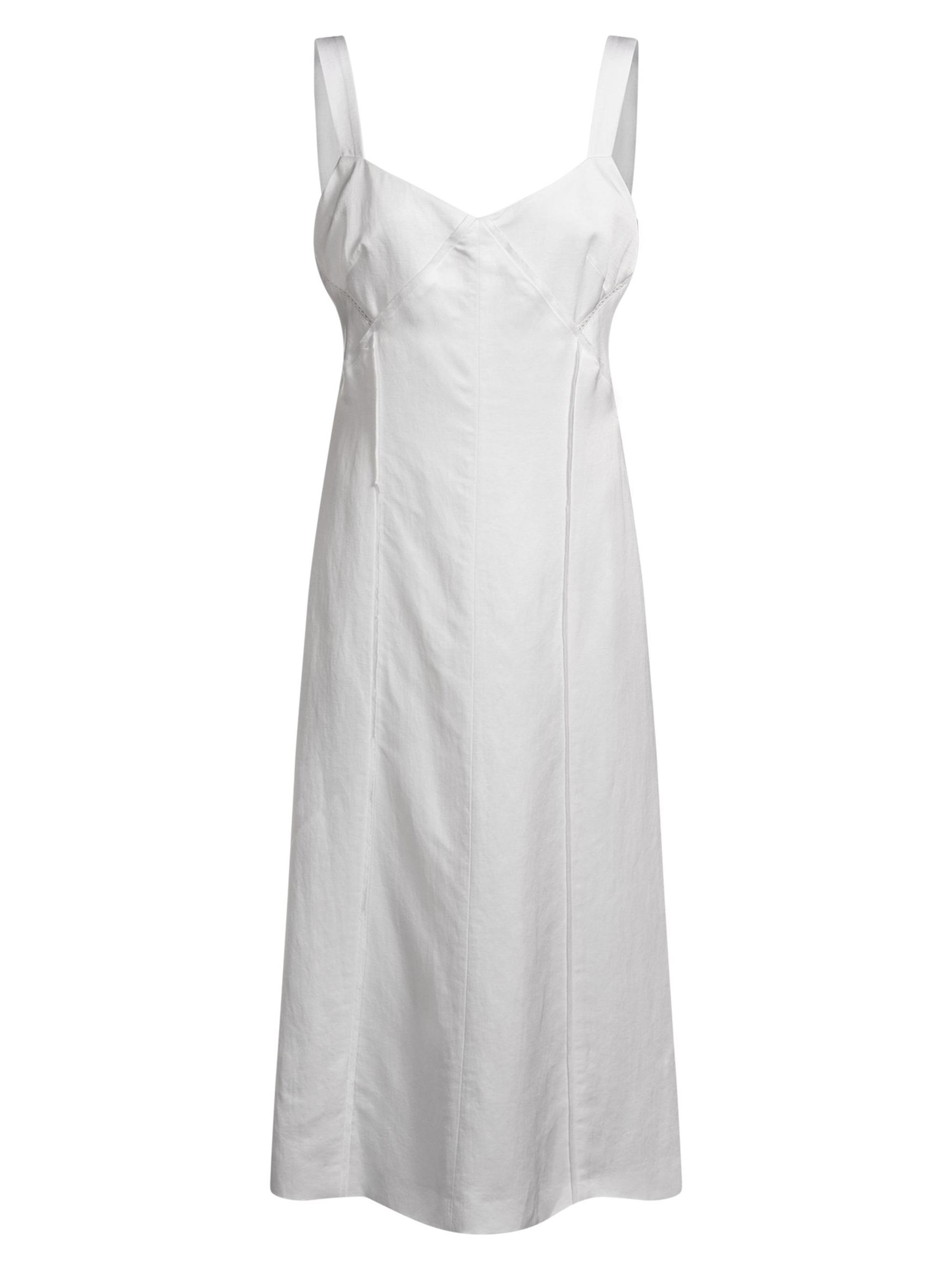 BOSS Women's Summery Dress with Wide Straps and Seaming Detail - White