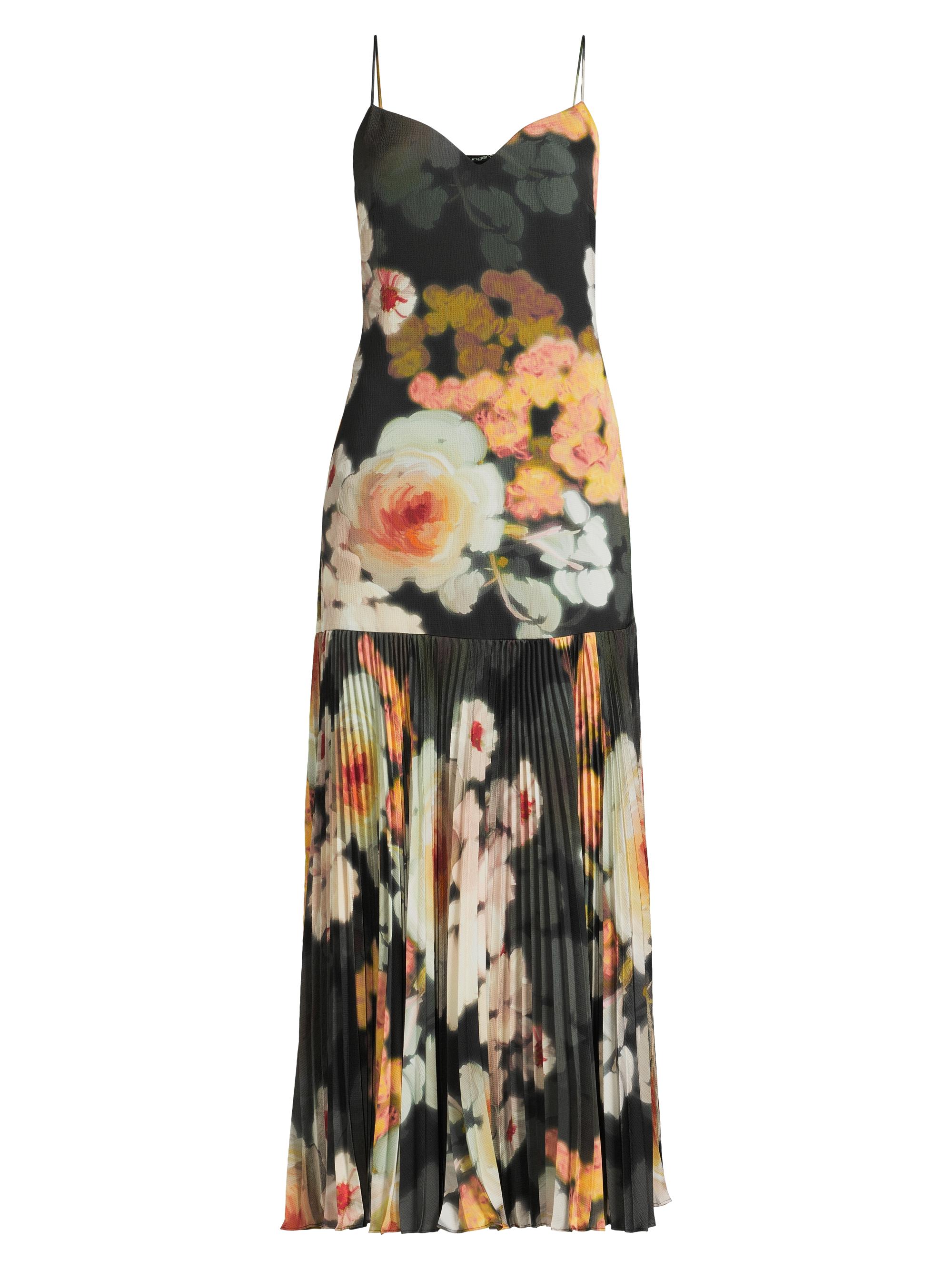 Camden Watercolor-Print Pleated Cocktail Dress