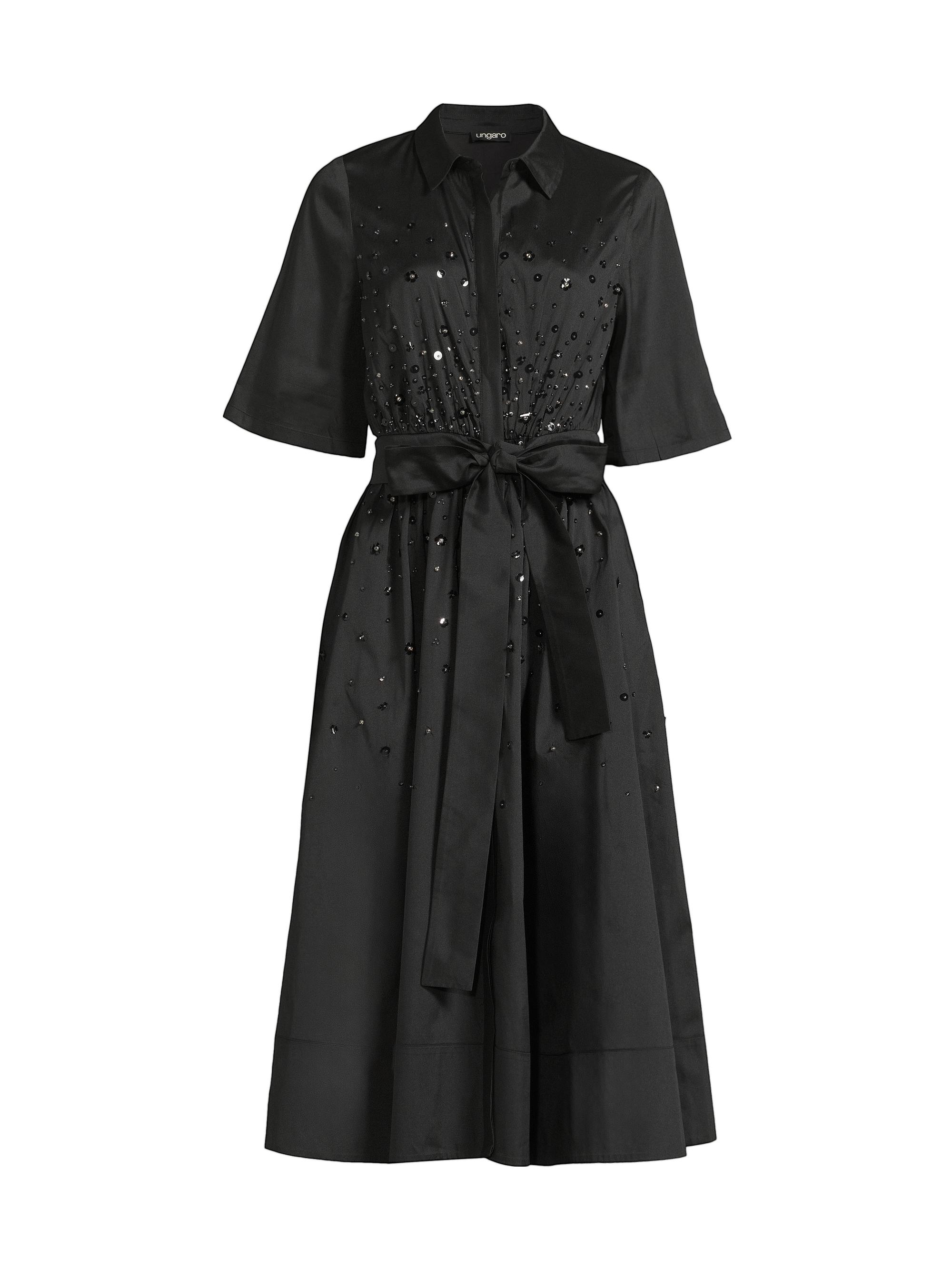 Ungaro Women's Kace Sequin-Embellished Midi-Shirtdress - Black