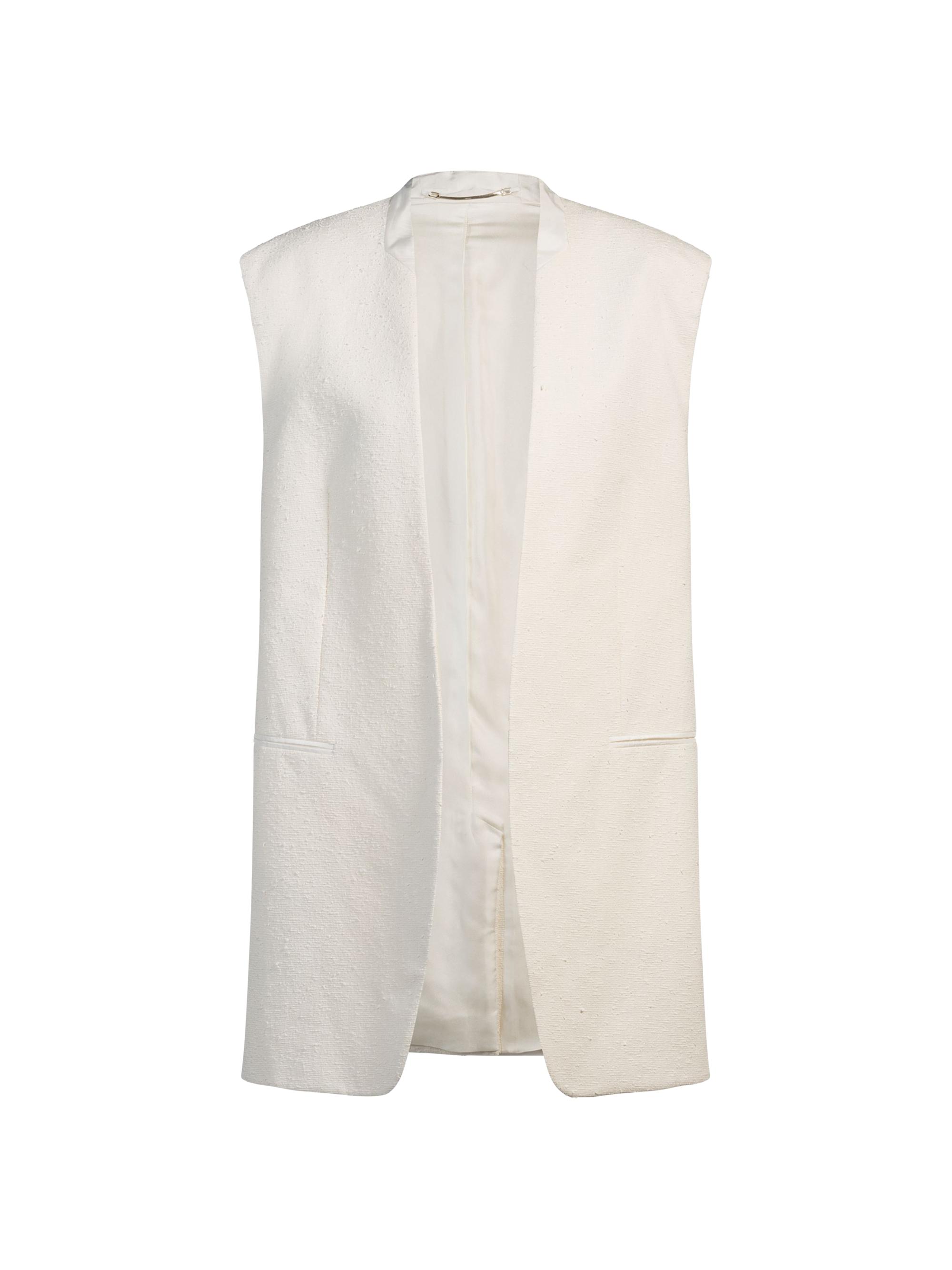 BOSS Women's Relaxed-Fit Sleeveless Blazer in Italian Bouclé - Natural