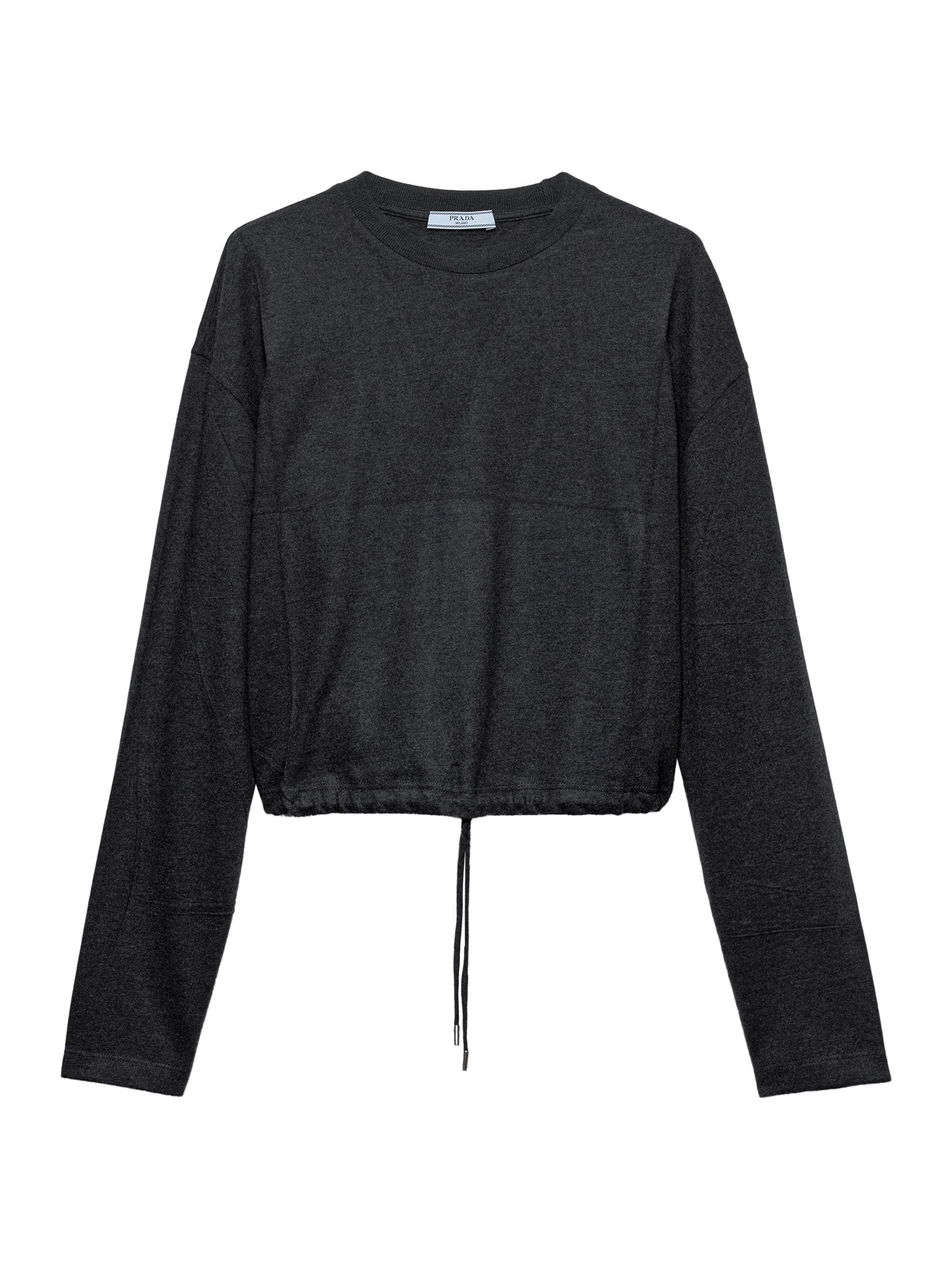 Prada Women's Long-Sleeved Jersey T-Shirt - Grey