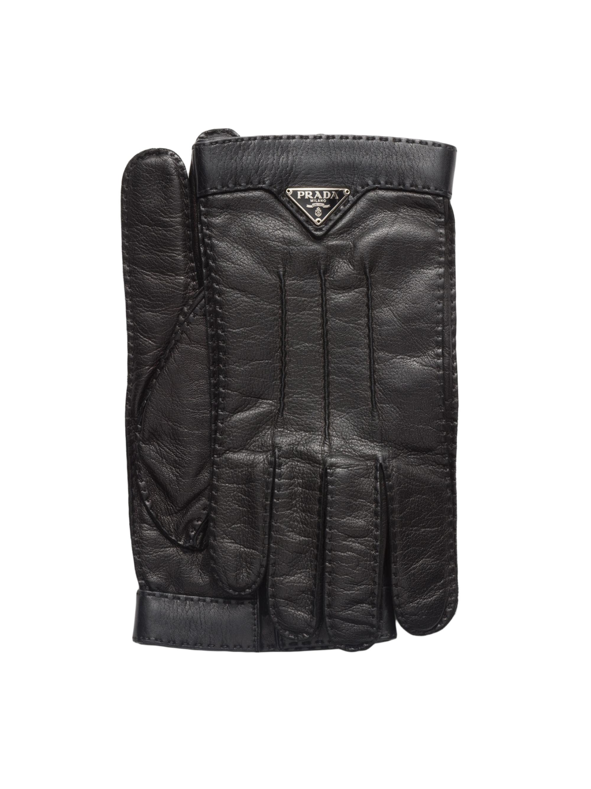 Prada Men's Leather Gloves - Black