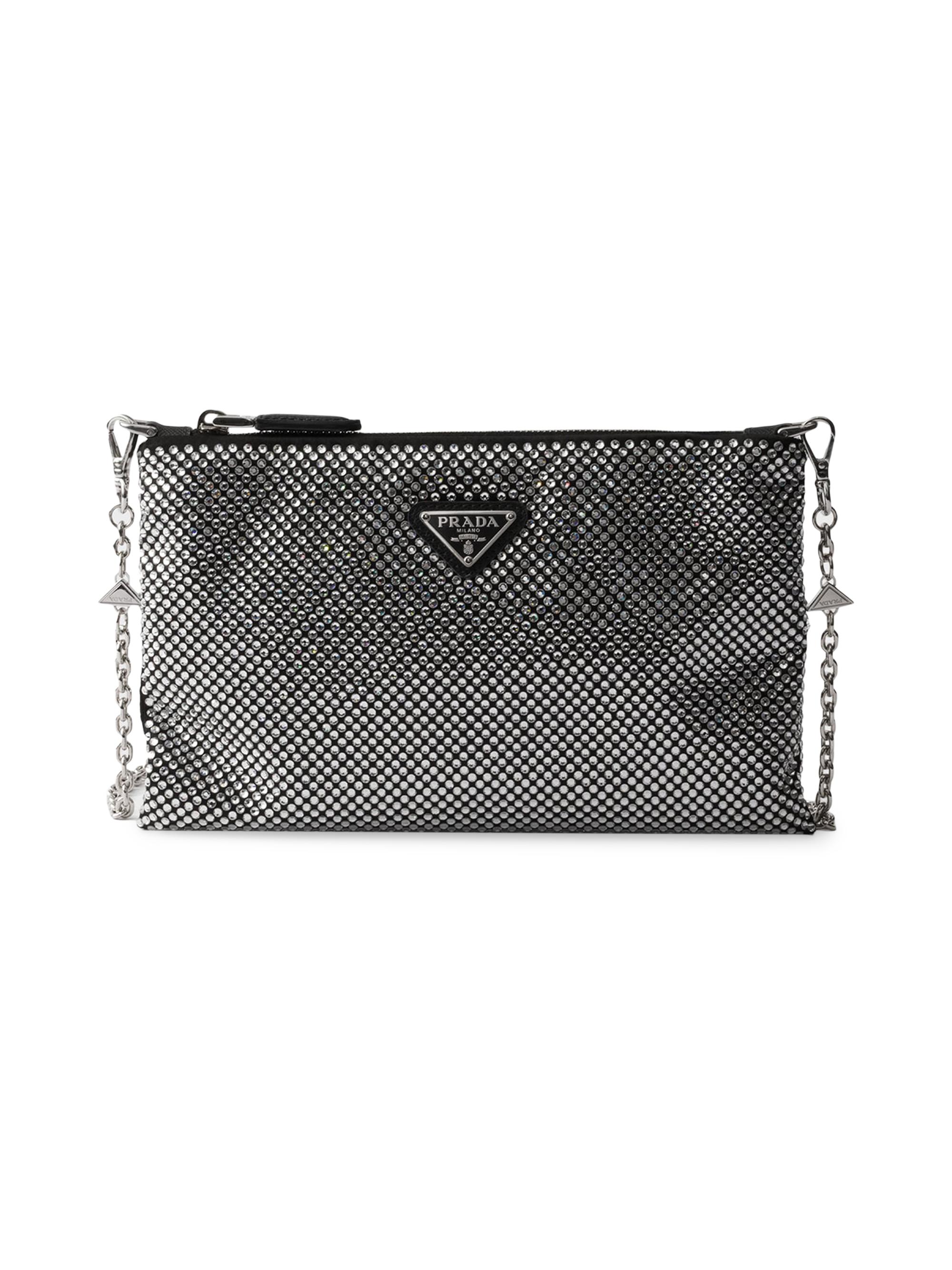 Prada Women's Mini Crystal-Studded Shoulder Bag - Black
