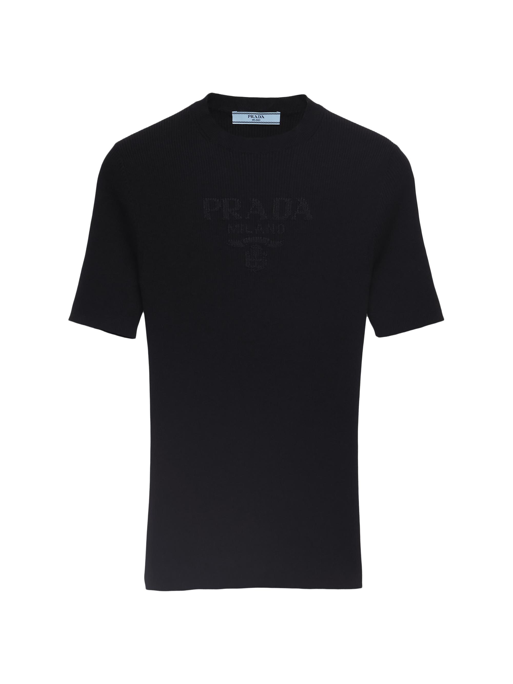 Prada Silk Crewneck Sweater with Logo | Saks Fifth Avenue