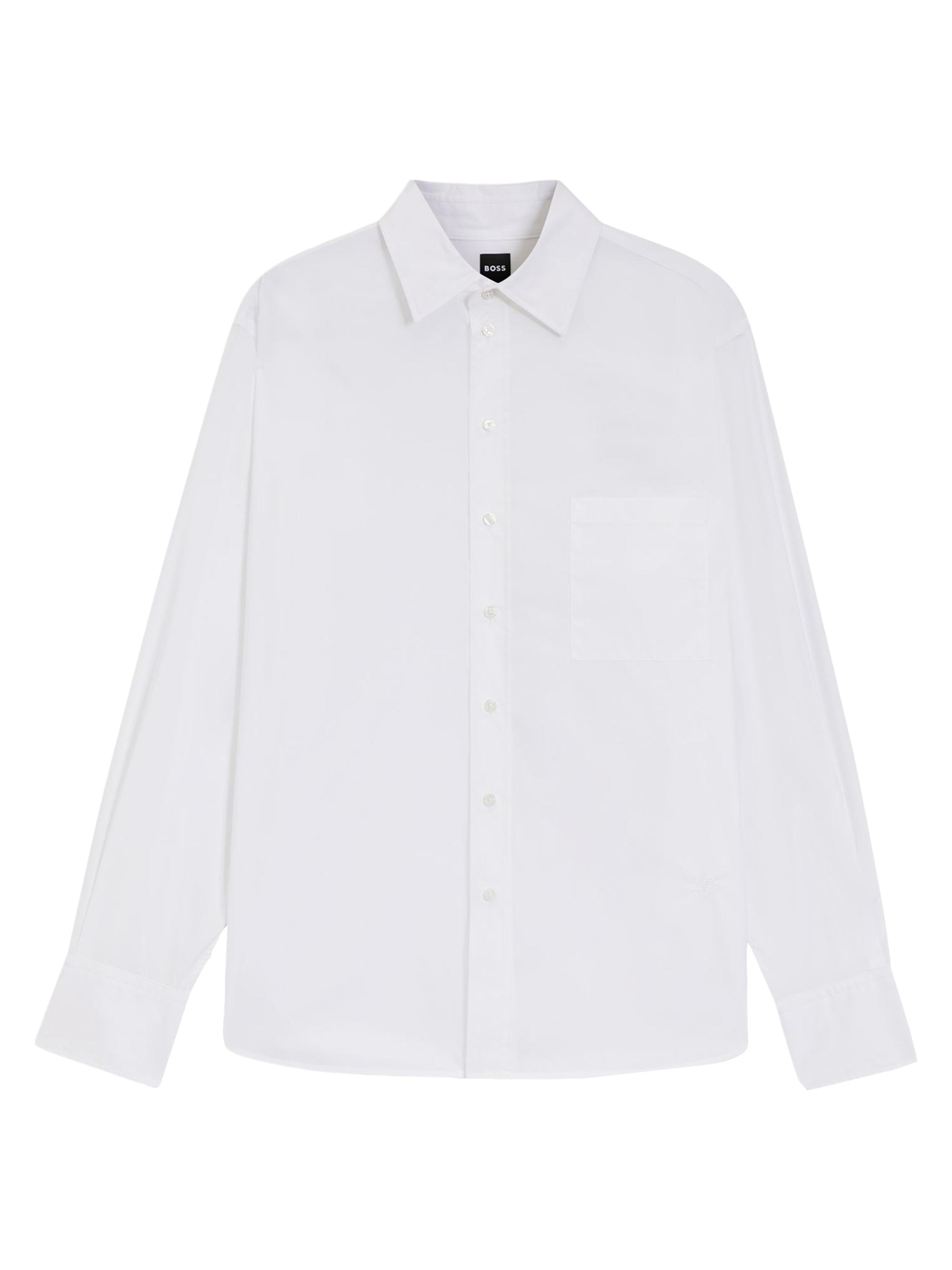 BOSS Women's Oversized-Fit Blouse in Cotton Canvas - White