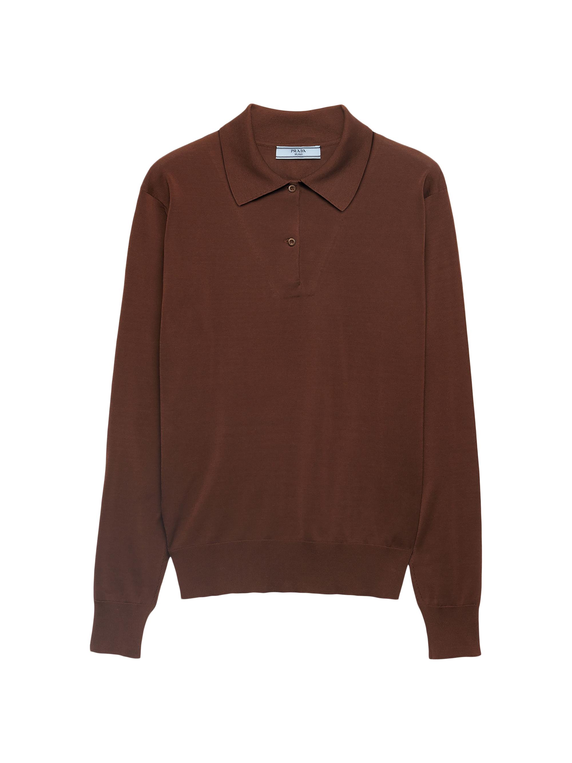 Prada Long-Sleeved Silk Polo Shirt | Saks Fifth Avenue