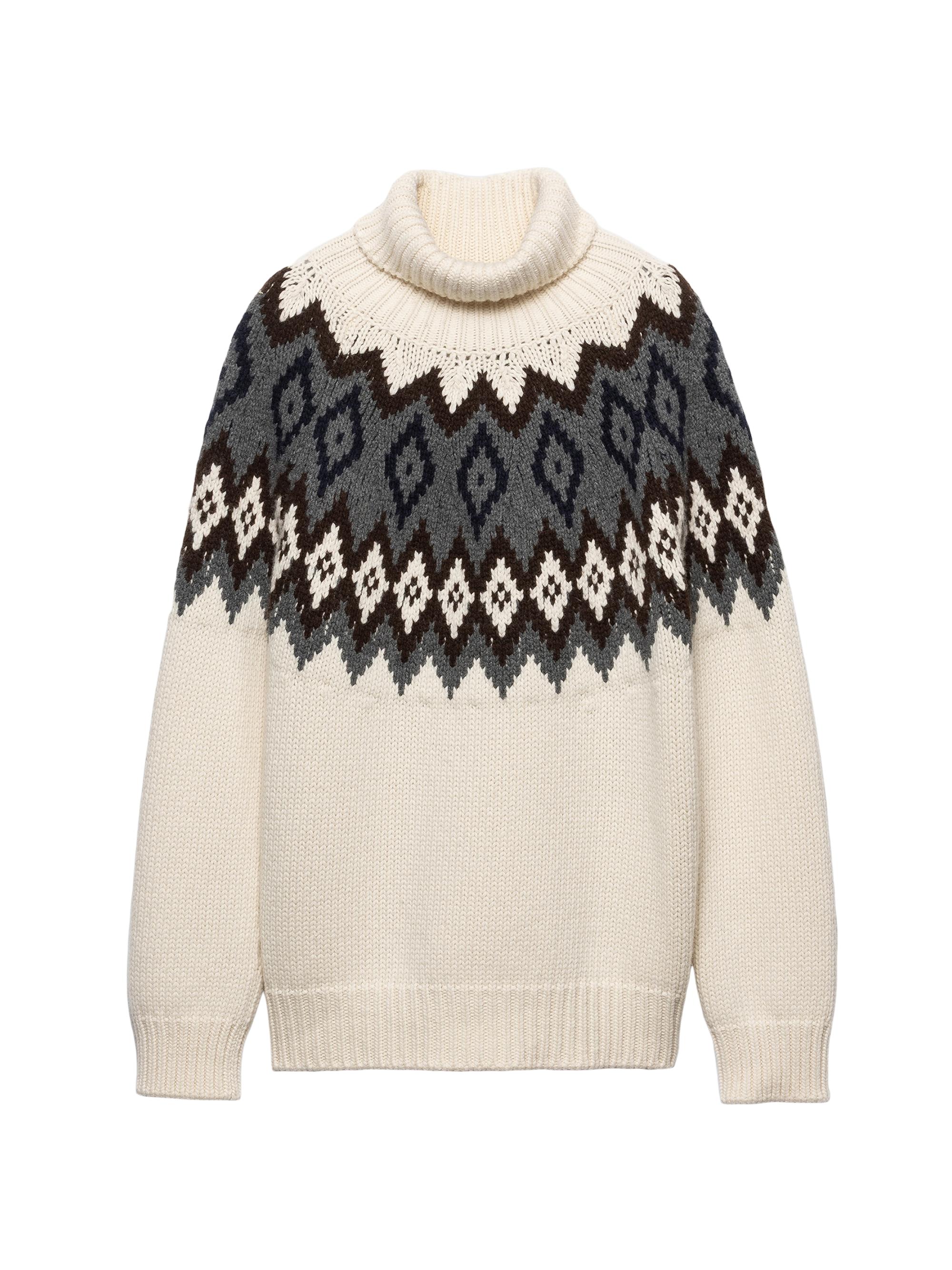 Prada Women's Cashmere and Wool Turtleneck Sweater - Beige Khaki