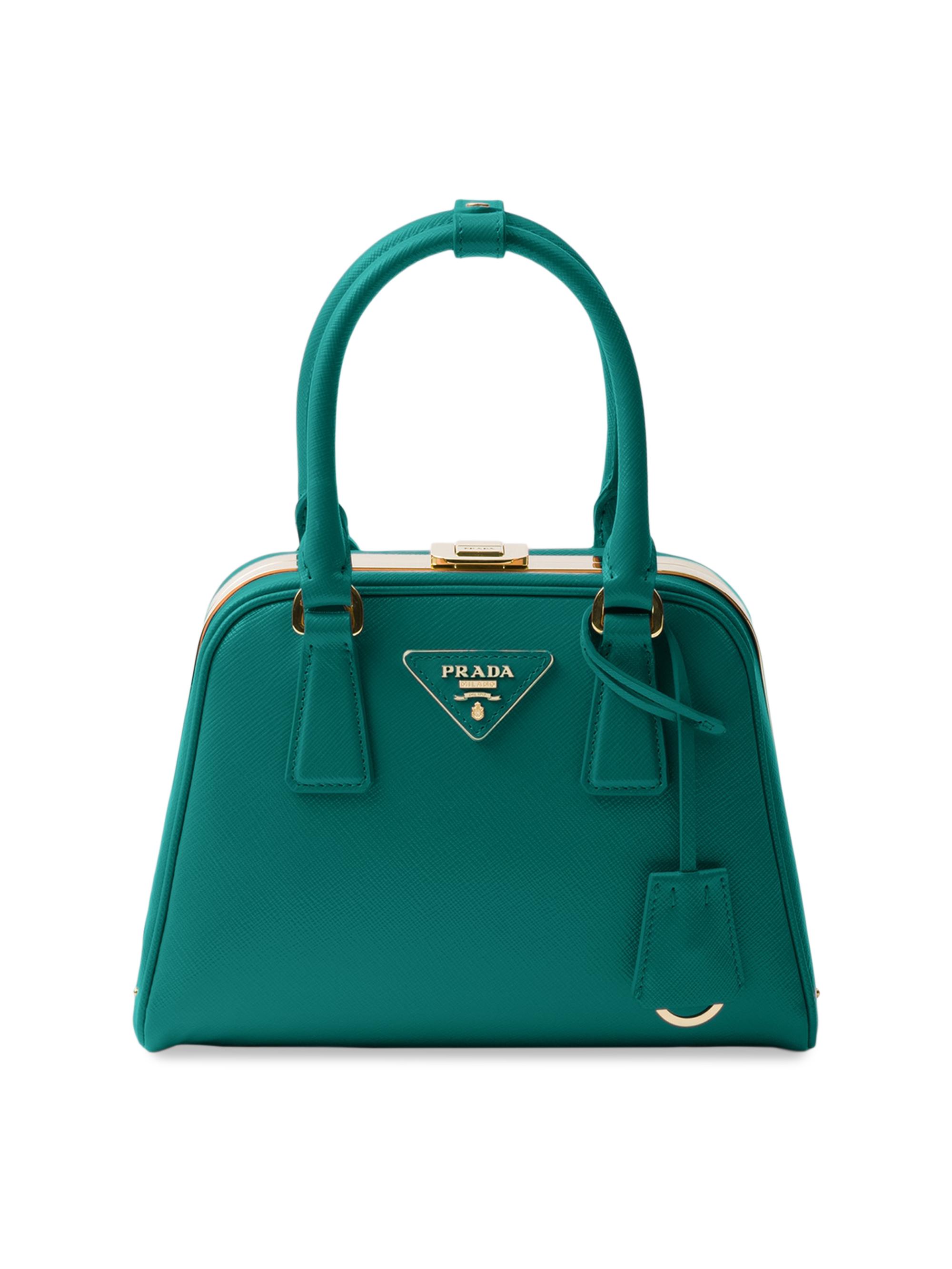 Prada Pyramid Saffiano Leather Mini Top Handle Bag | Saks Fifth Avenue