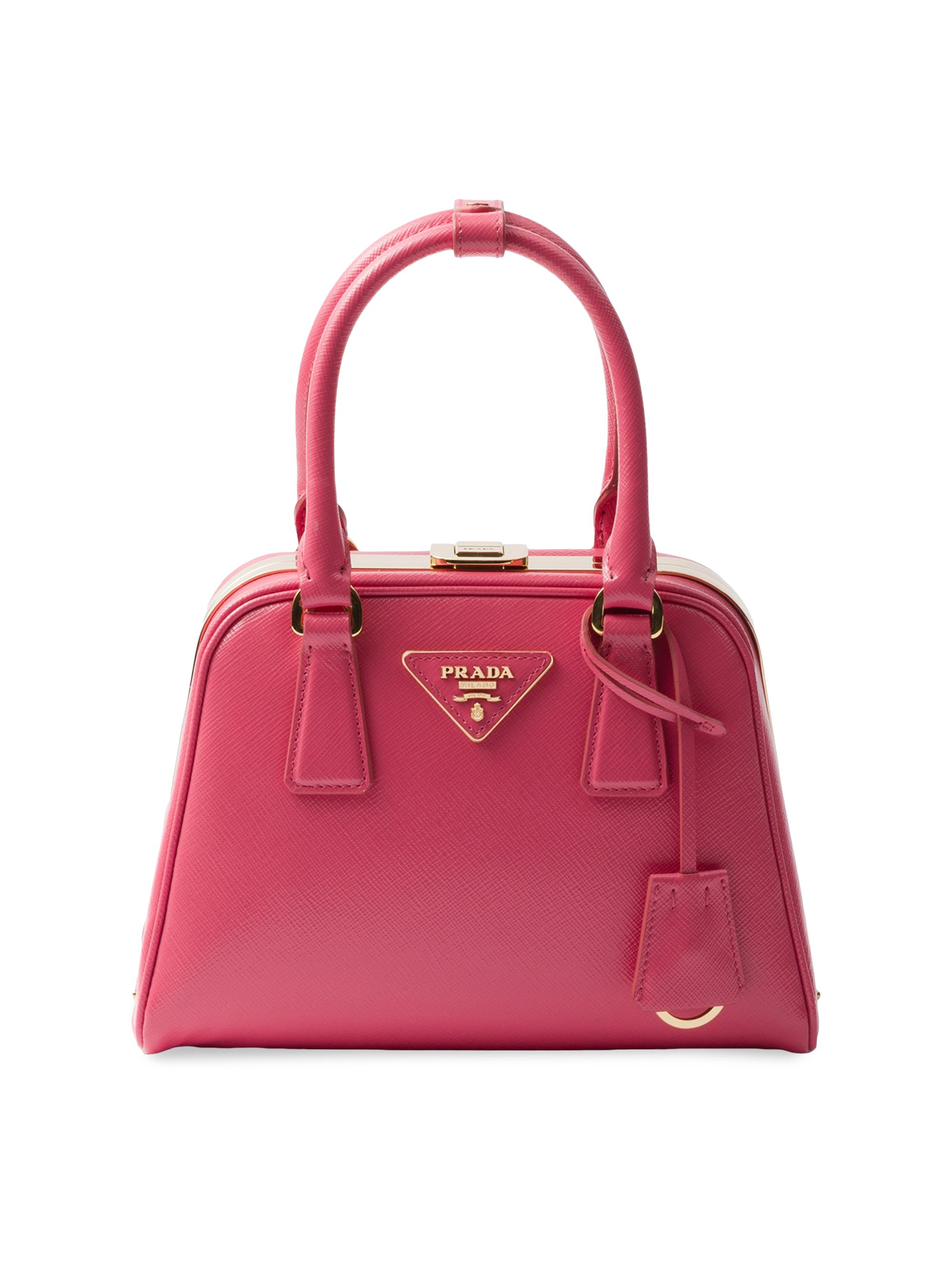 Prada Women's Pyramid Saffiano Leather Mini Top Handle Bag - Pink - Women's Bags
