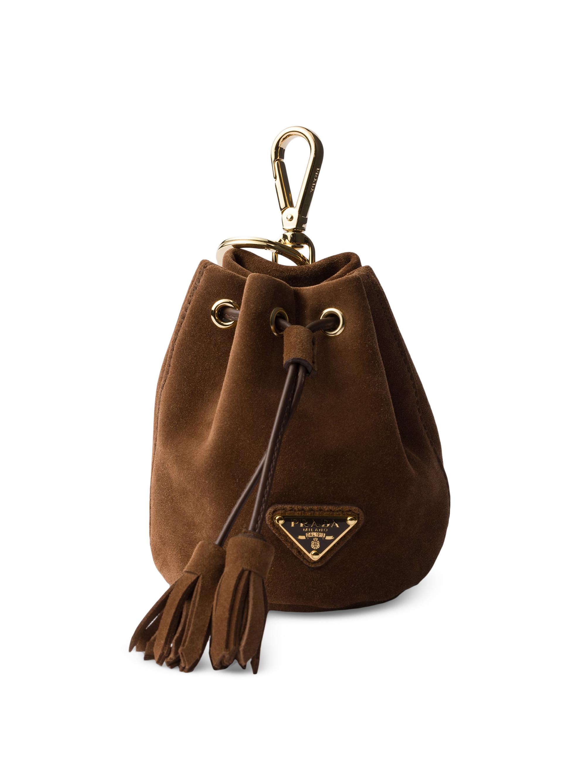 Prada Women's Mini Icon Suede Keychain Charm - Brown