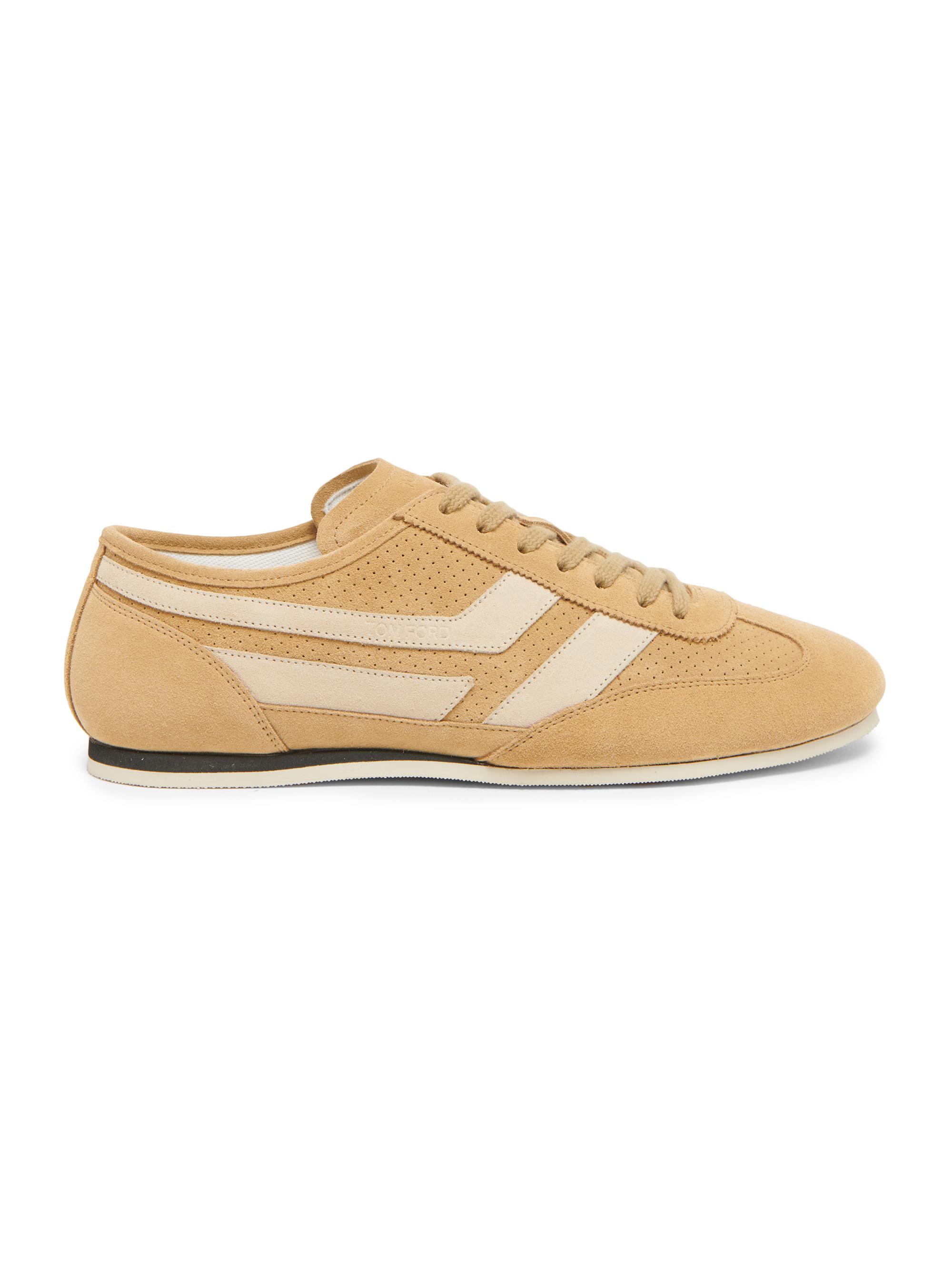 TOM FORD Men's Brook Perforated Suede Low-Top Sneakers - White
