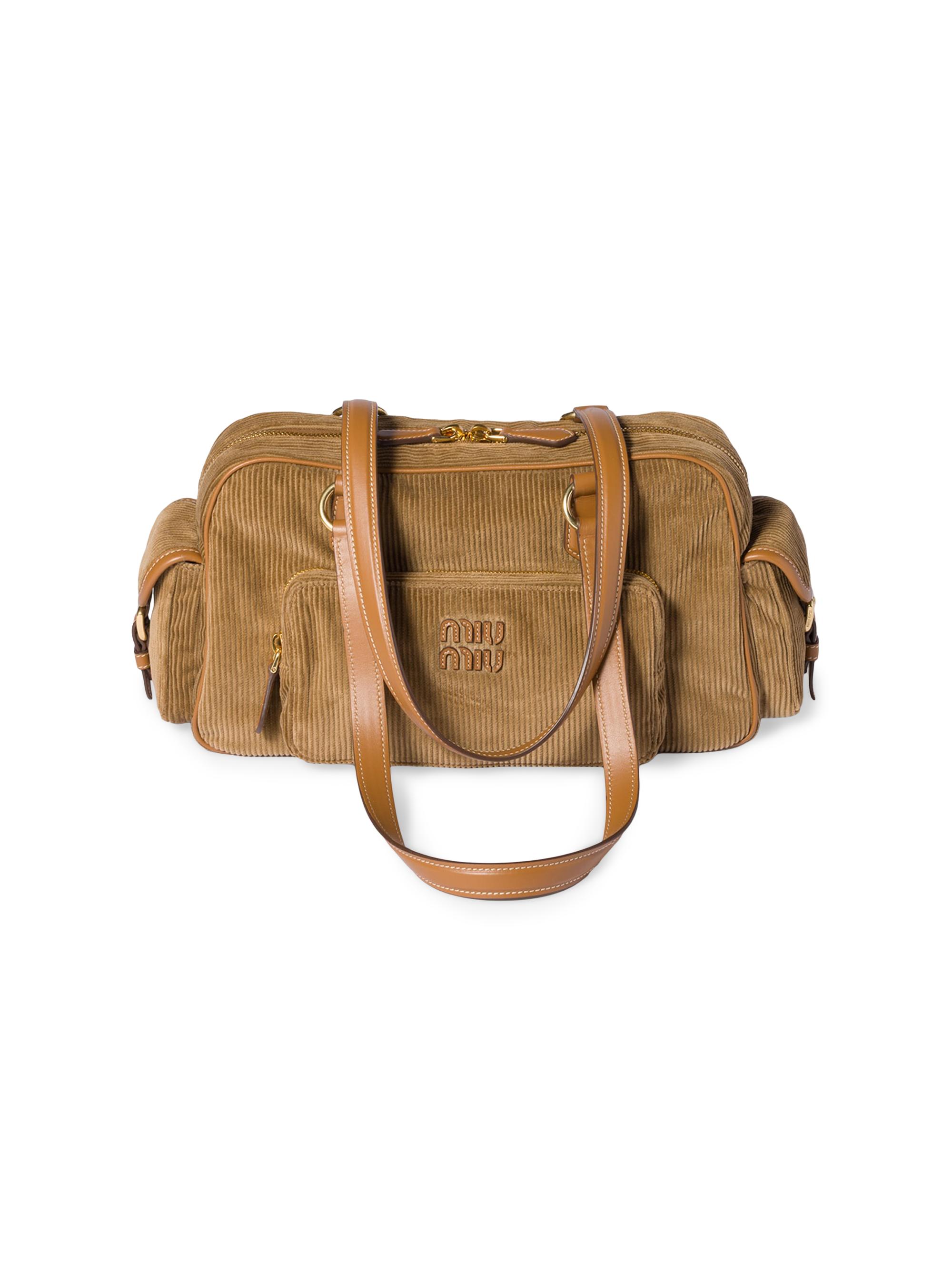 Miu Miu Women's Corduroy Pocket Top Handle Bag - Brown