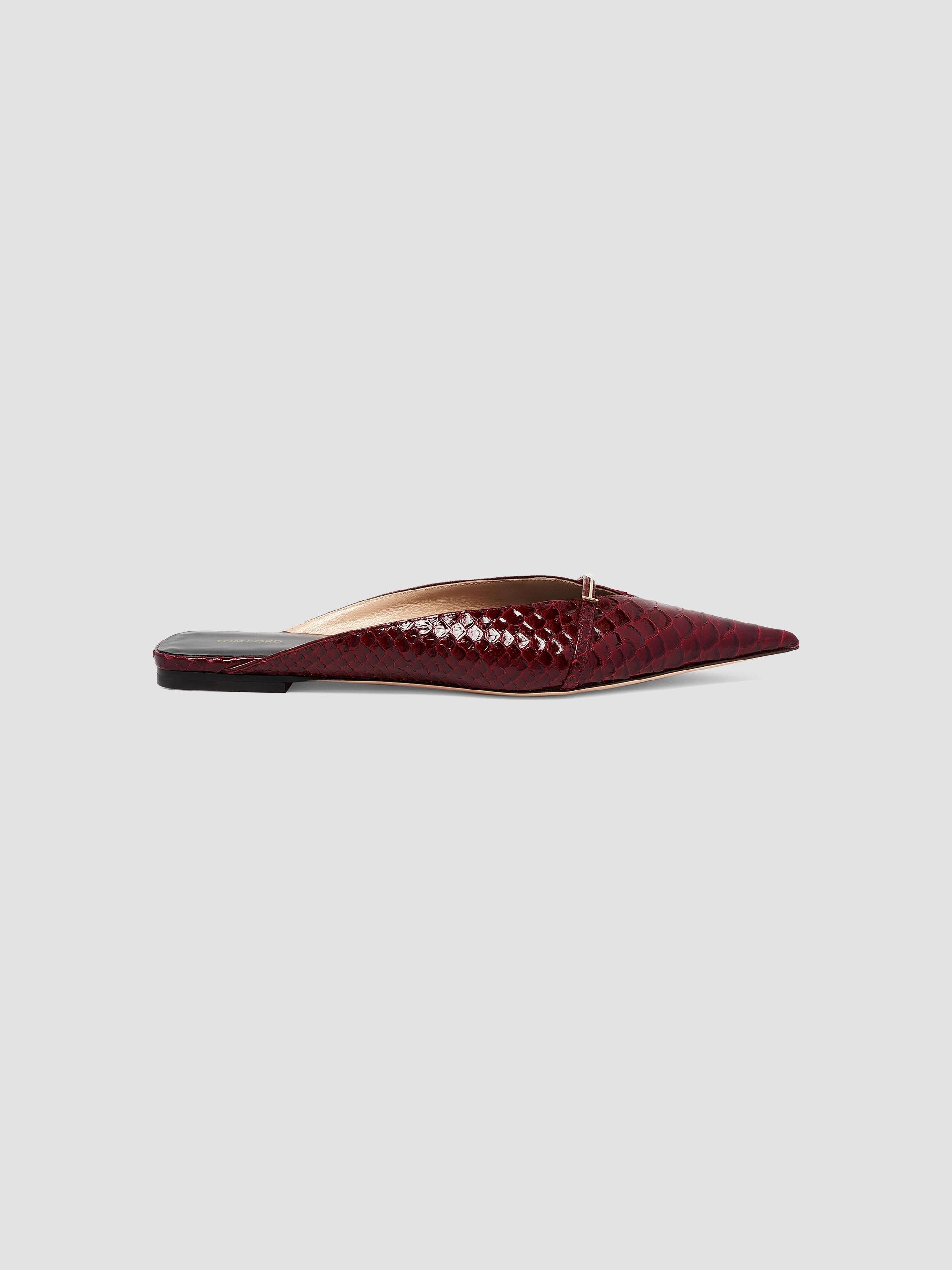 TOM FORD Women's Python-Embossed Leather Mules - Ruby Red | Thumbnail 8