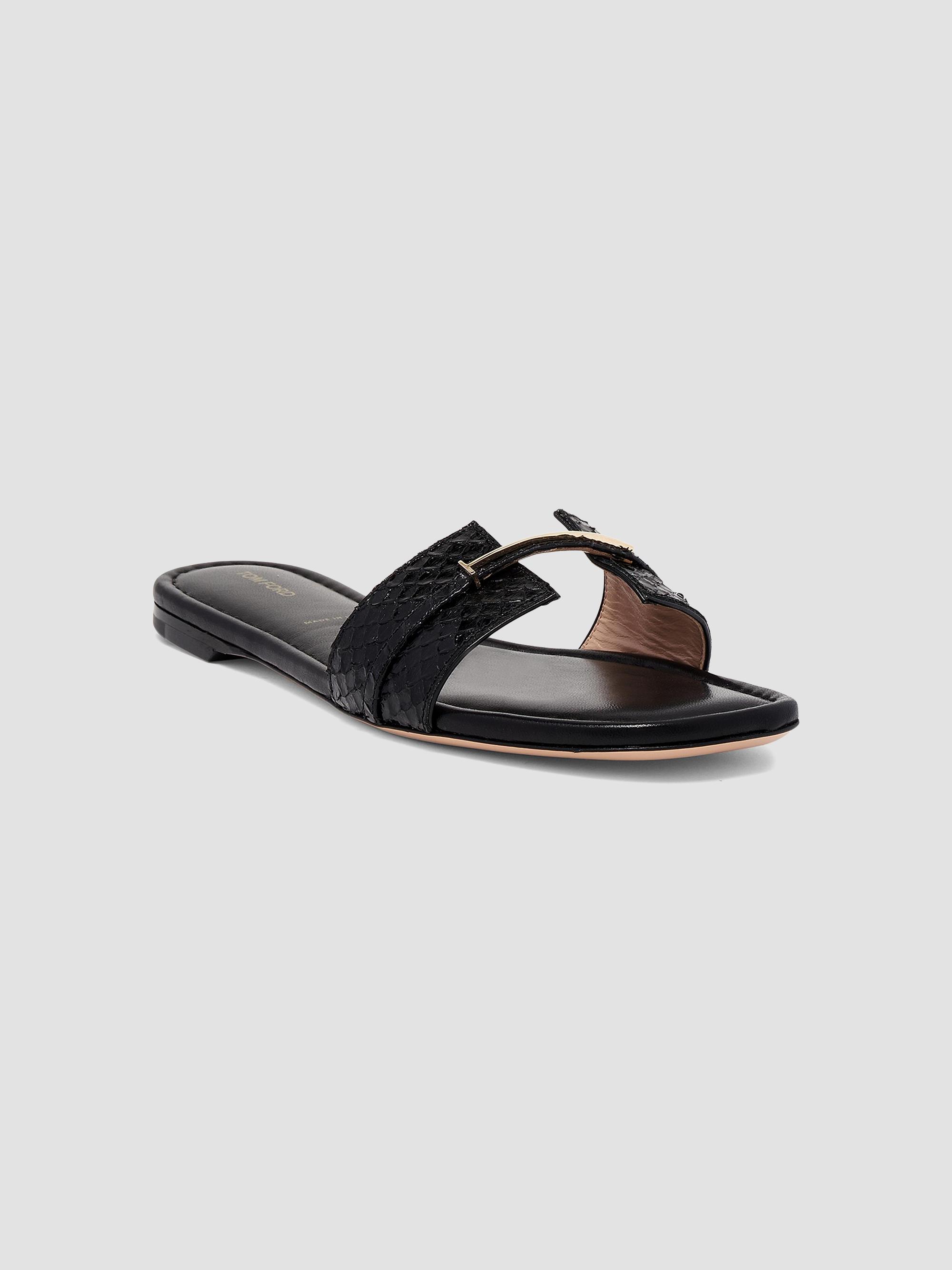 TOM FORD Snake-Embossed Leather Flat Sandals | Saks Fifth Avenue