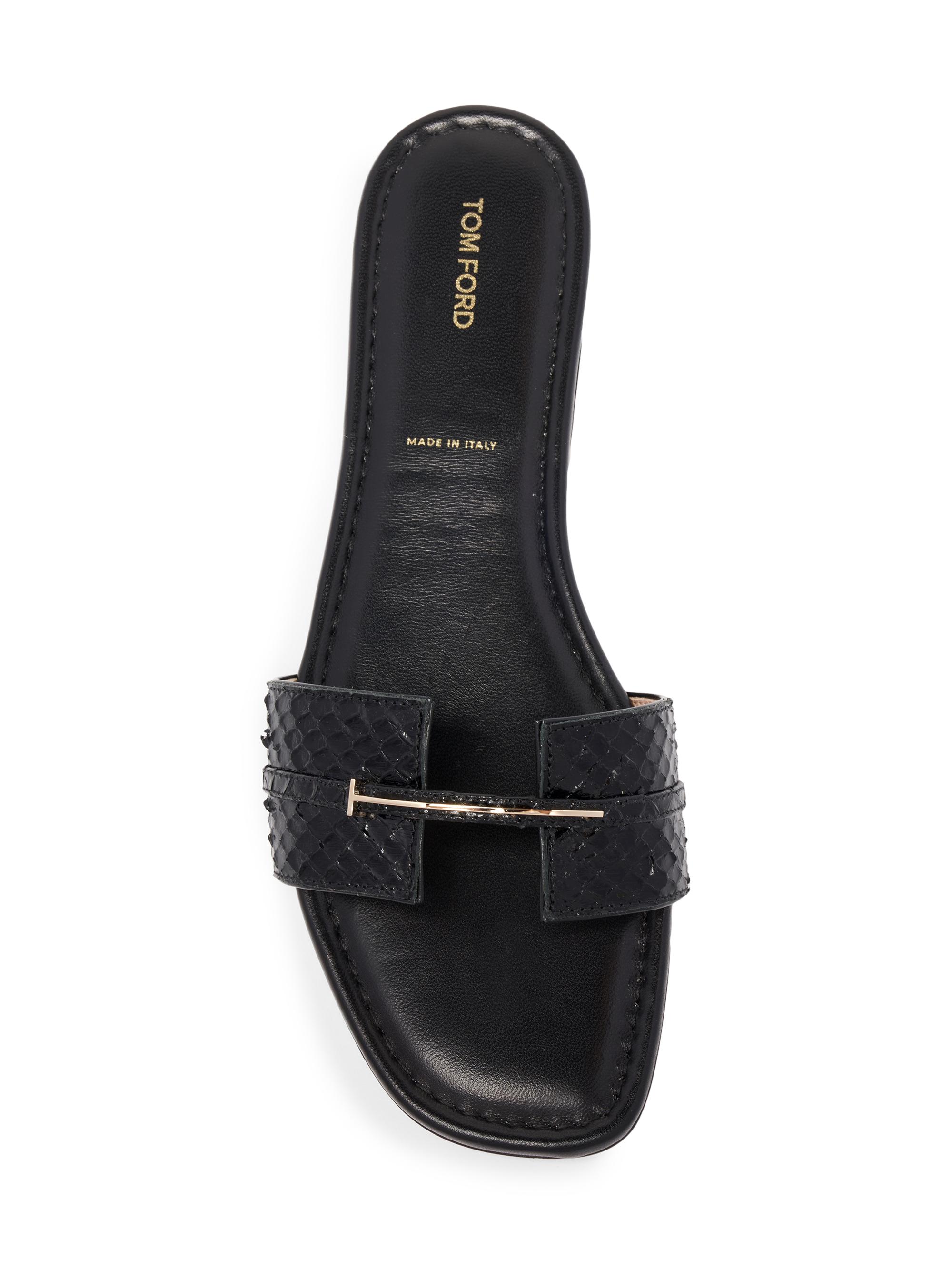 TOM FORD Snake-Embossed Leather Flat Sandals | Saks Fifth Avenue