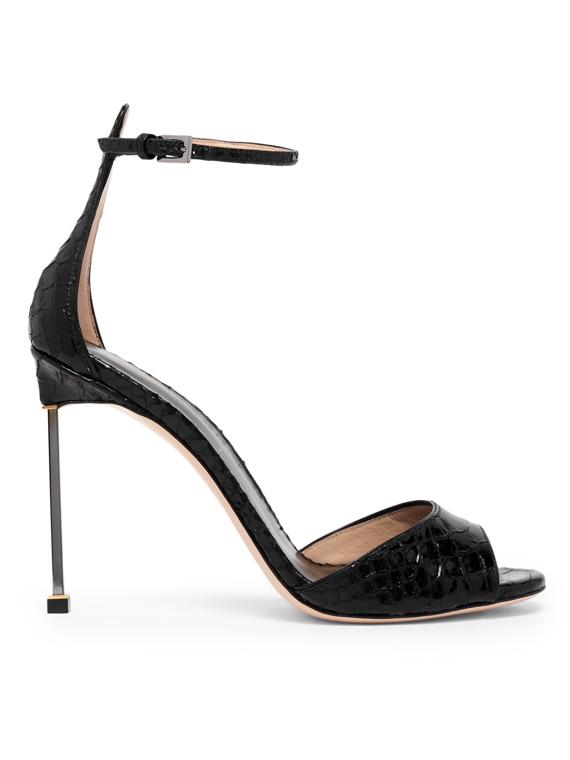 TOM FORD Women's 10MM Python-Embossed Stiletto Sandals - Black