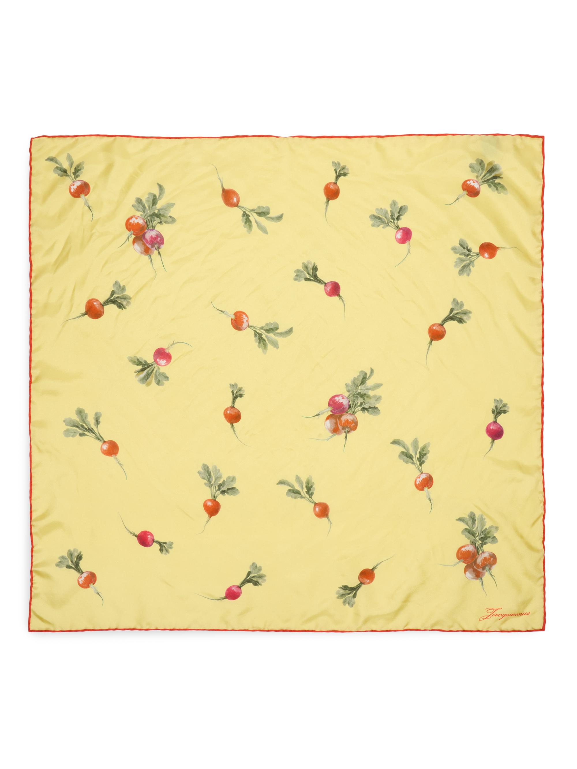 Jacquemus Men's Radish-Print Silk Scarf - Print Radish Yellow | Thumbnail 3