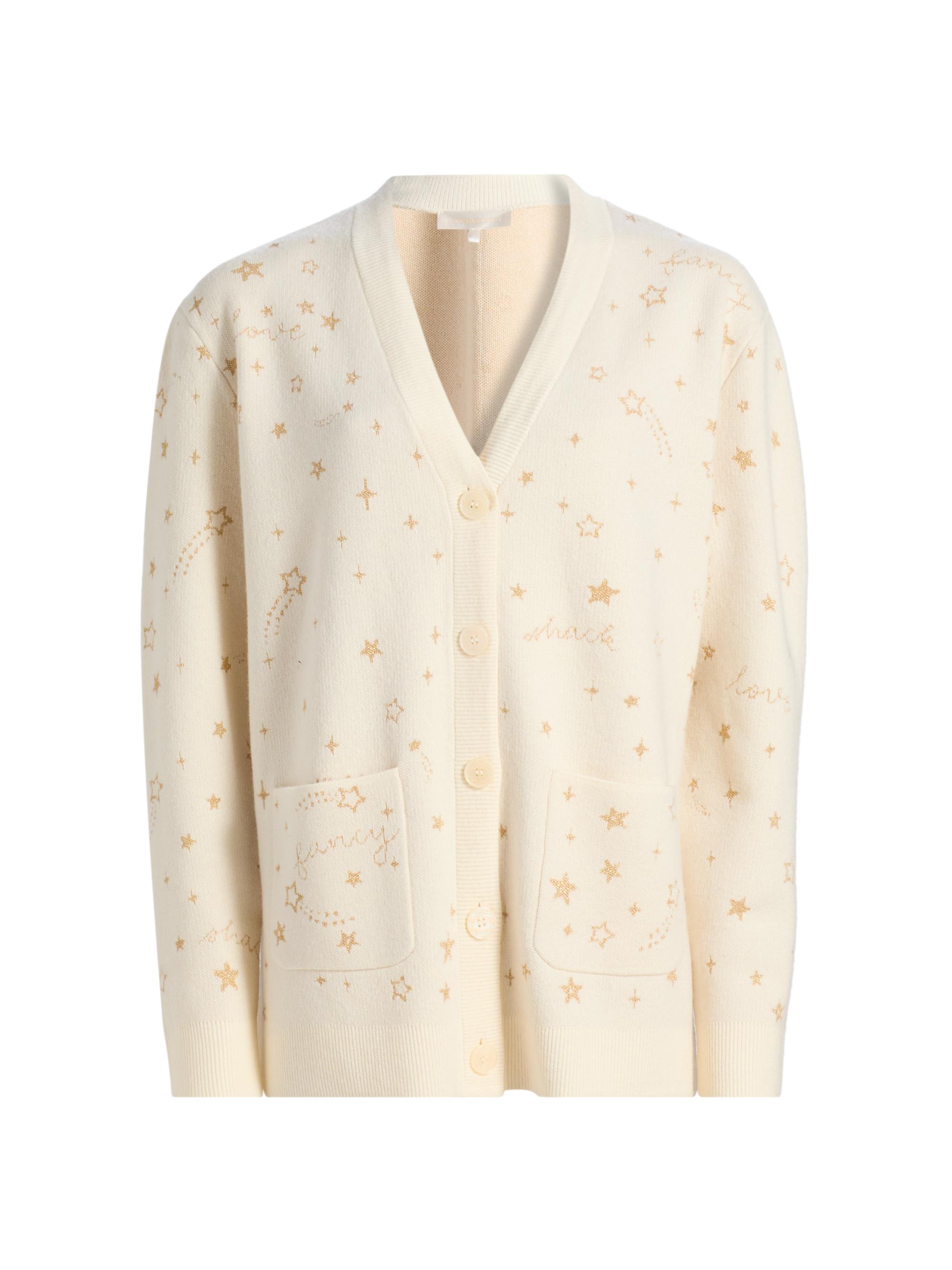 LoveShackFancy Women's Mar Star-Embroidered Wool-Blend Cardigan - Golden Star