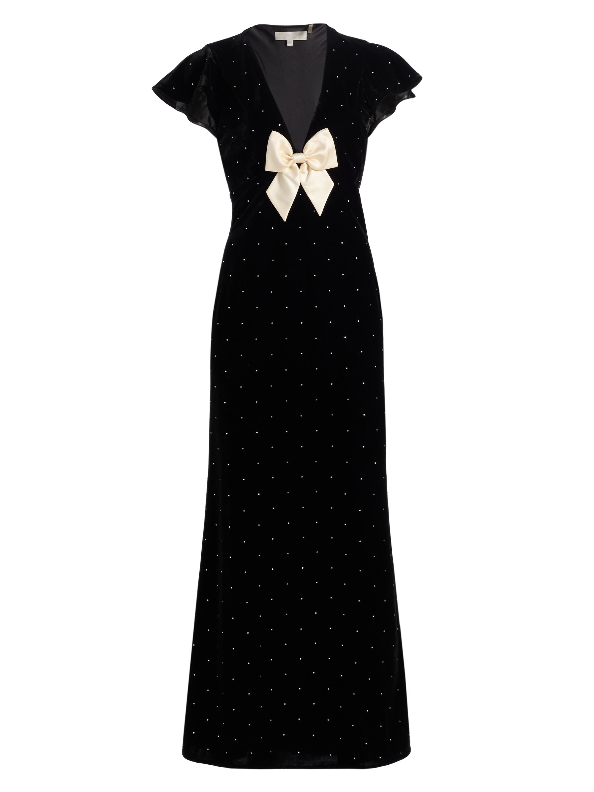 LoveShackFancy Women's Melora Embellished Bow Maxi Dress - Black