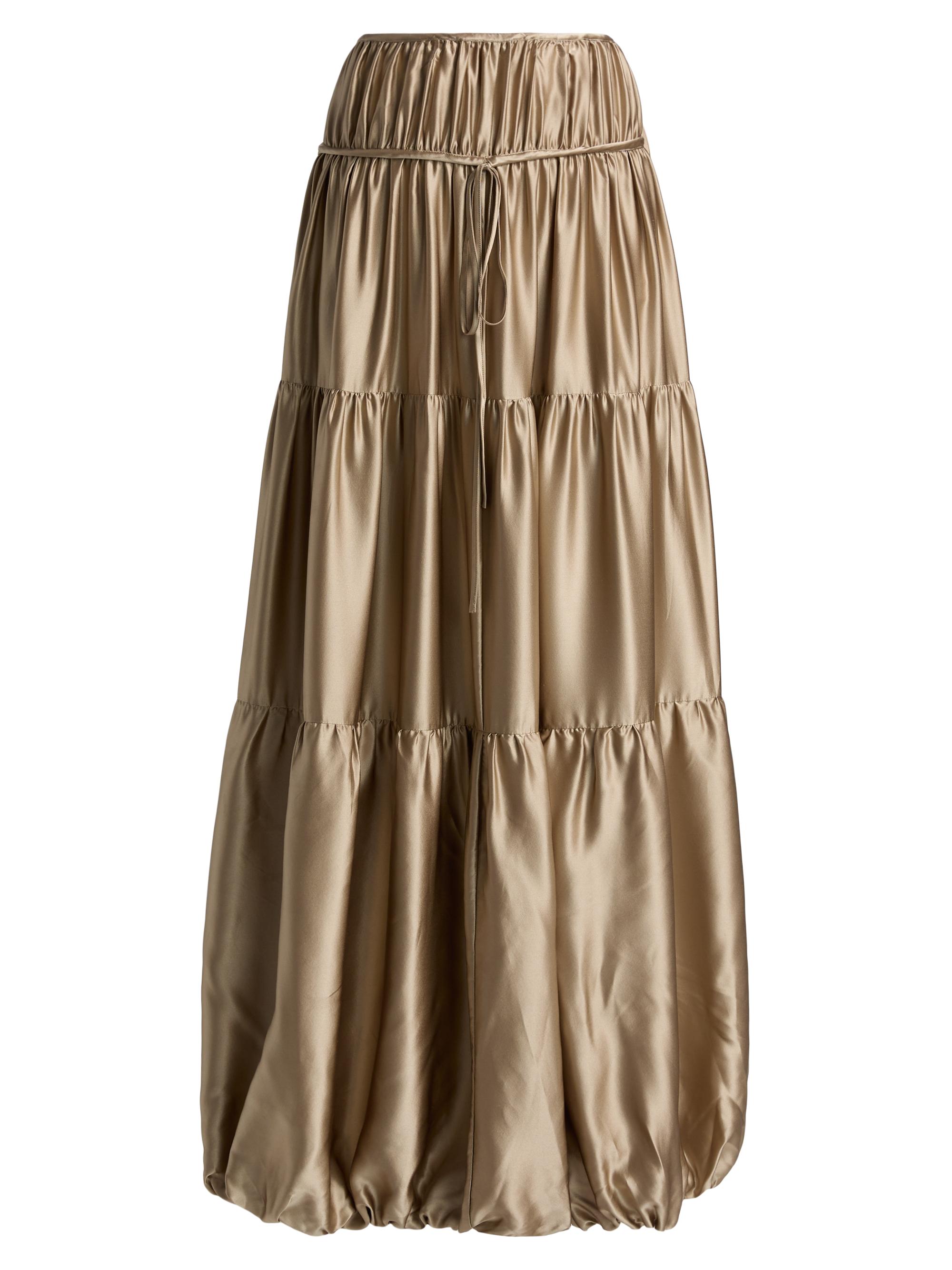 Co Women's Soft Silk Gathered Bubble Skirt - Sesame