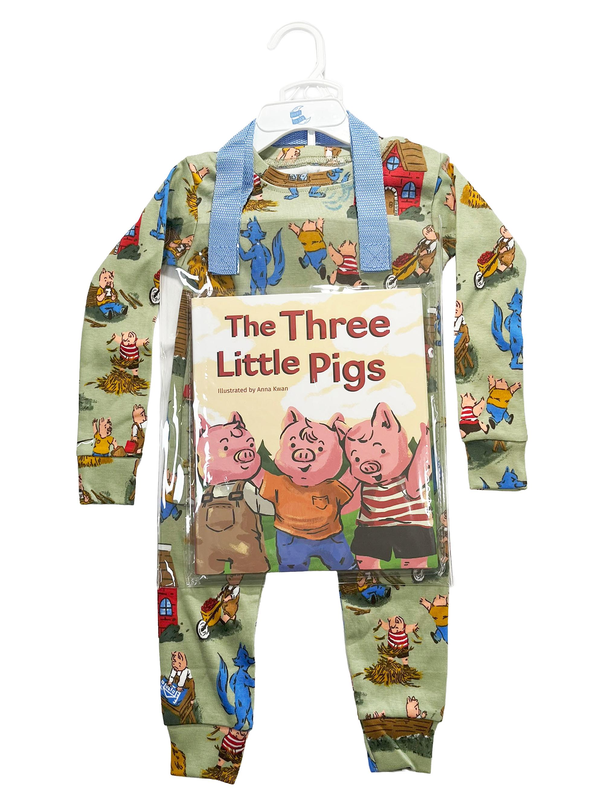 Books To Bed Little Kid's & Kid's 2-Piece The Three Little Pigs Pajama & Book Set - Green