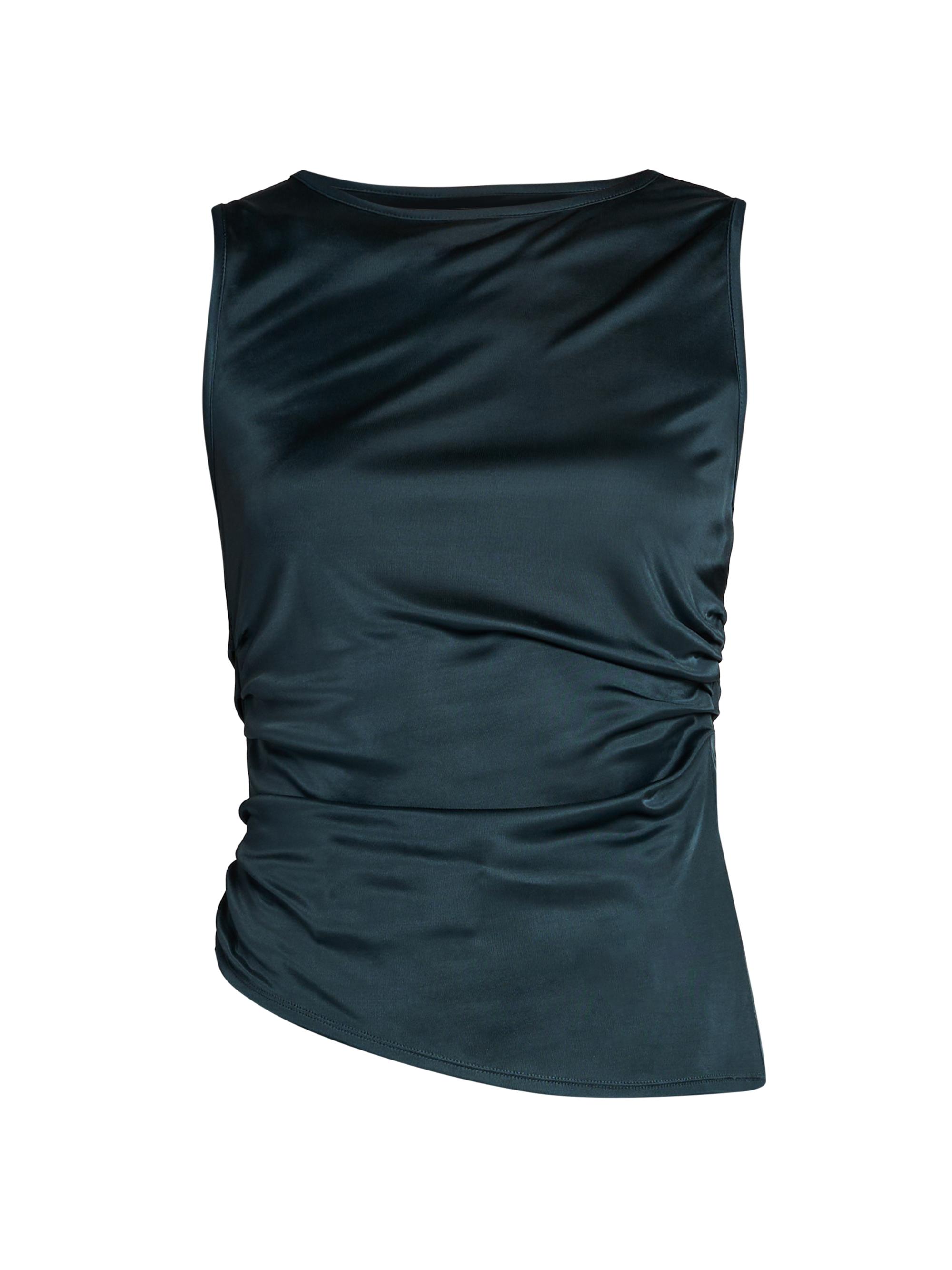Giorgio Armani Women's Satin Asymmetric Sleeveless Blouse - Green