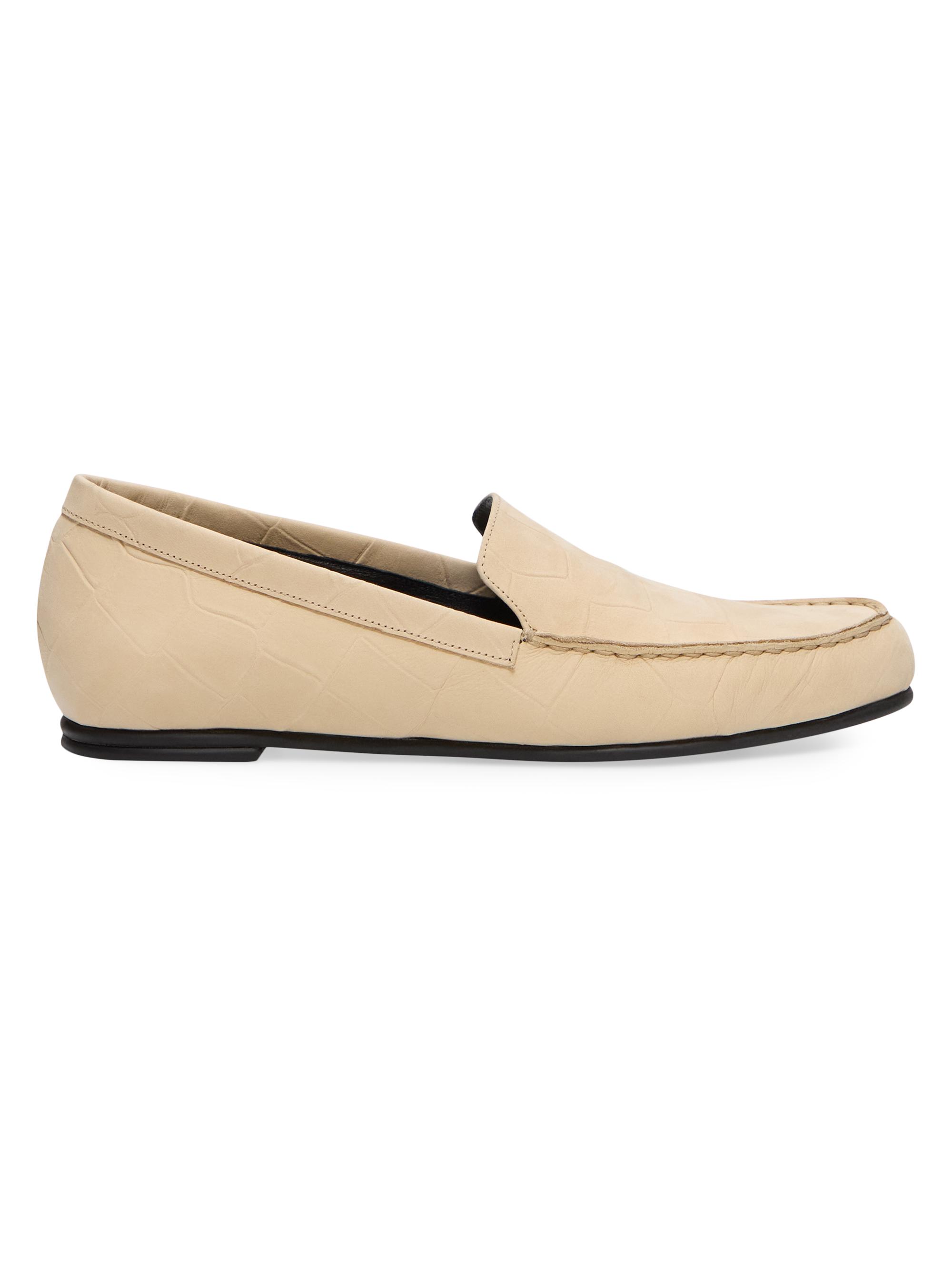 Loulou Studio Women's Pesaro Croc-Embossed Leather Loafers - Ecru