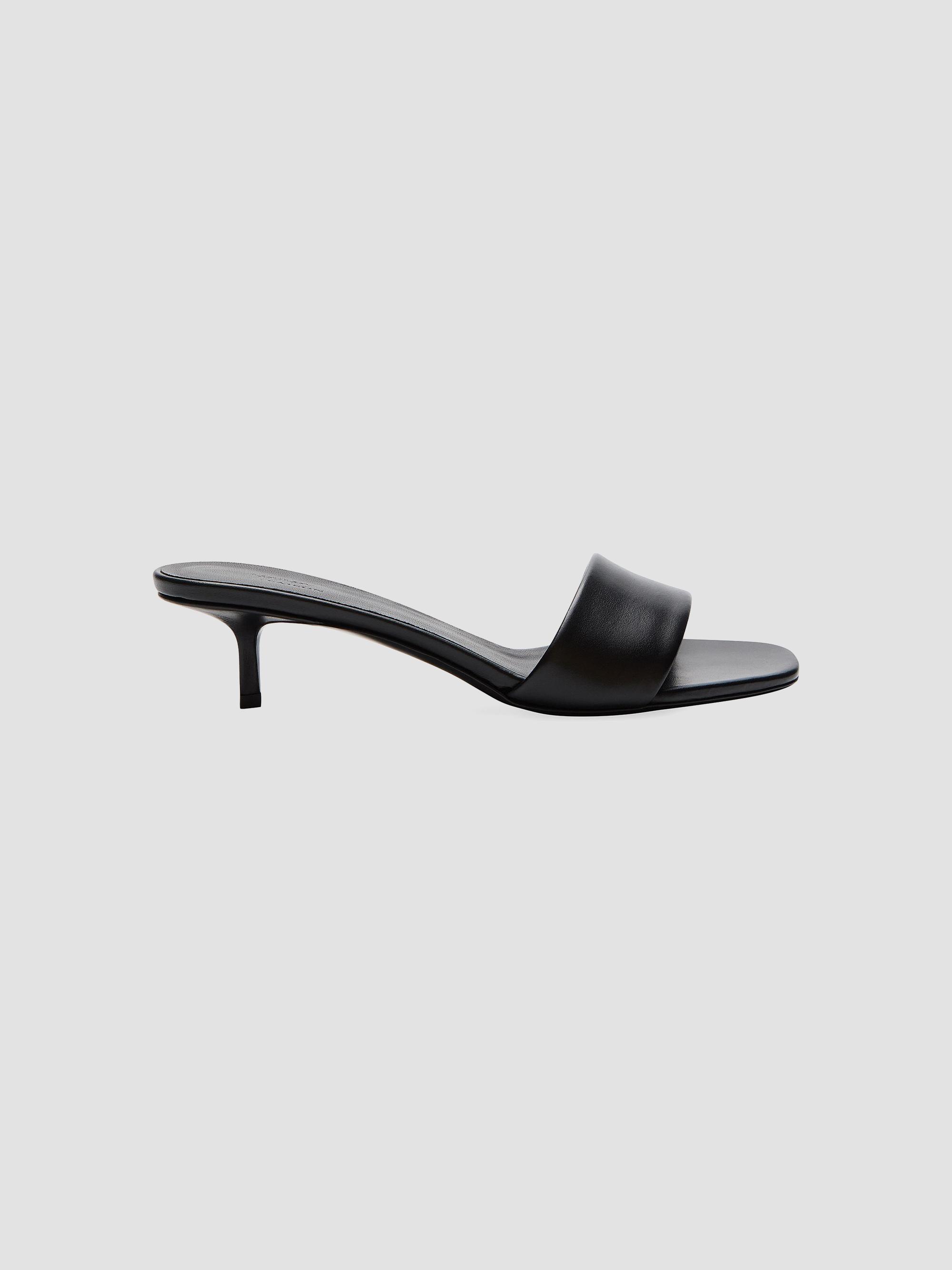 Loulou Studio Women's Andy 40MM Leather Kitten-Heel Mules - Black | Thumbnail 6