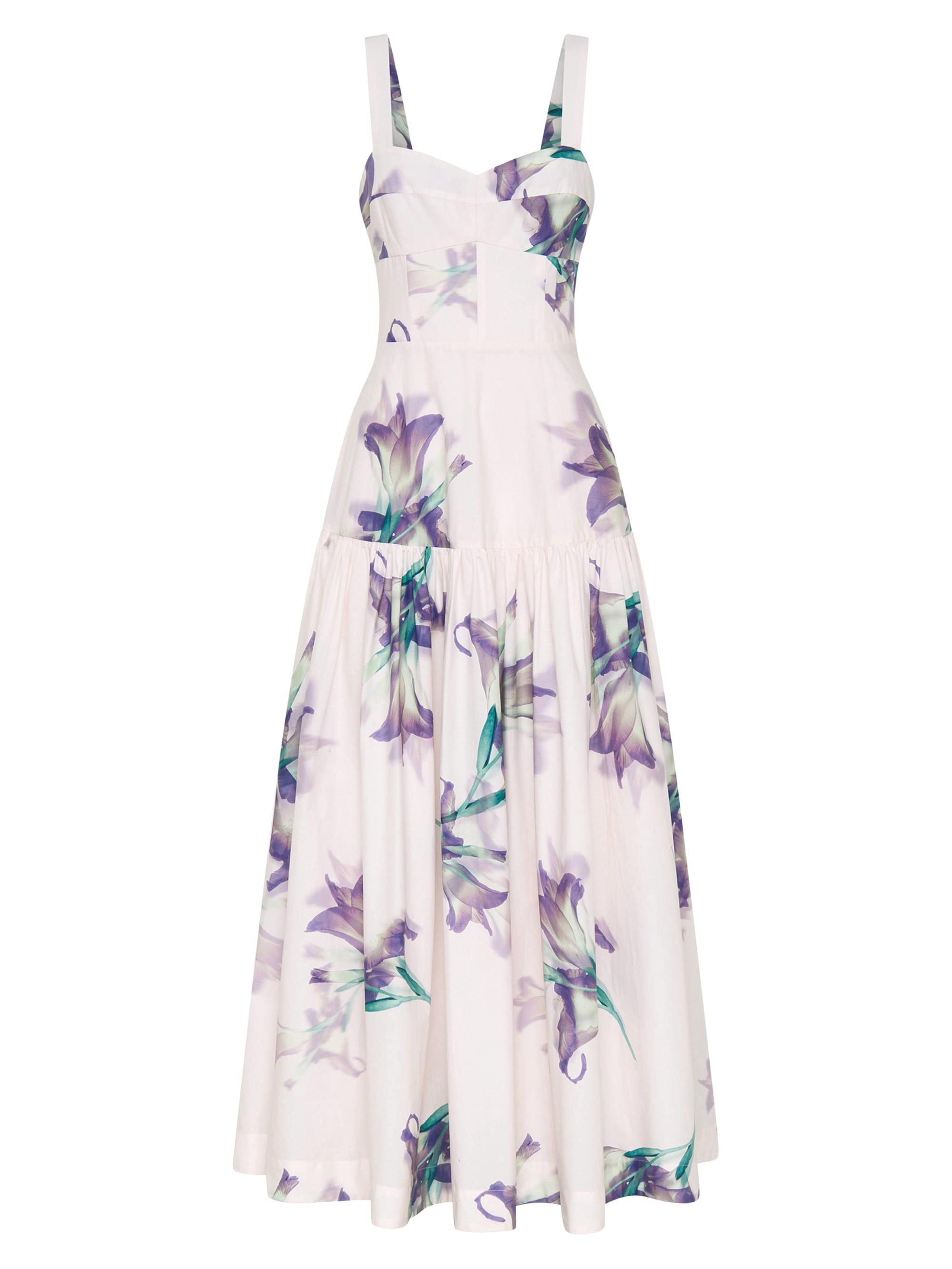 Nicholas the Label Women's Valeria Floral Linen-Blend A-Line Midi-Dress - Shadow Floral